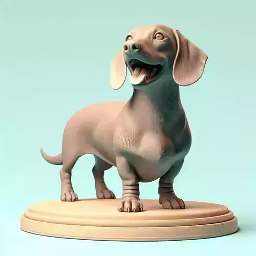 937 Laughing Dachshund  Colorful  3D Printed  Statue