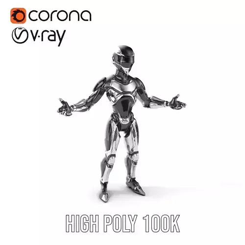 Futuristic Android Warrior Rigged and Animated in TPose