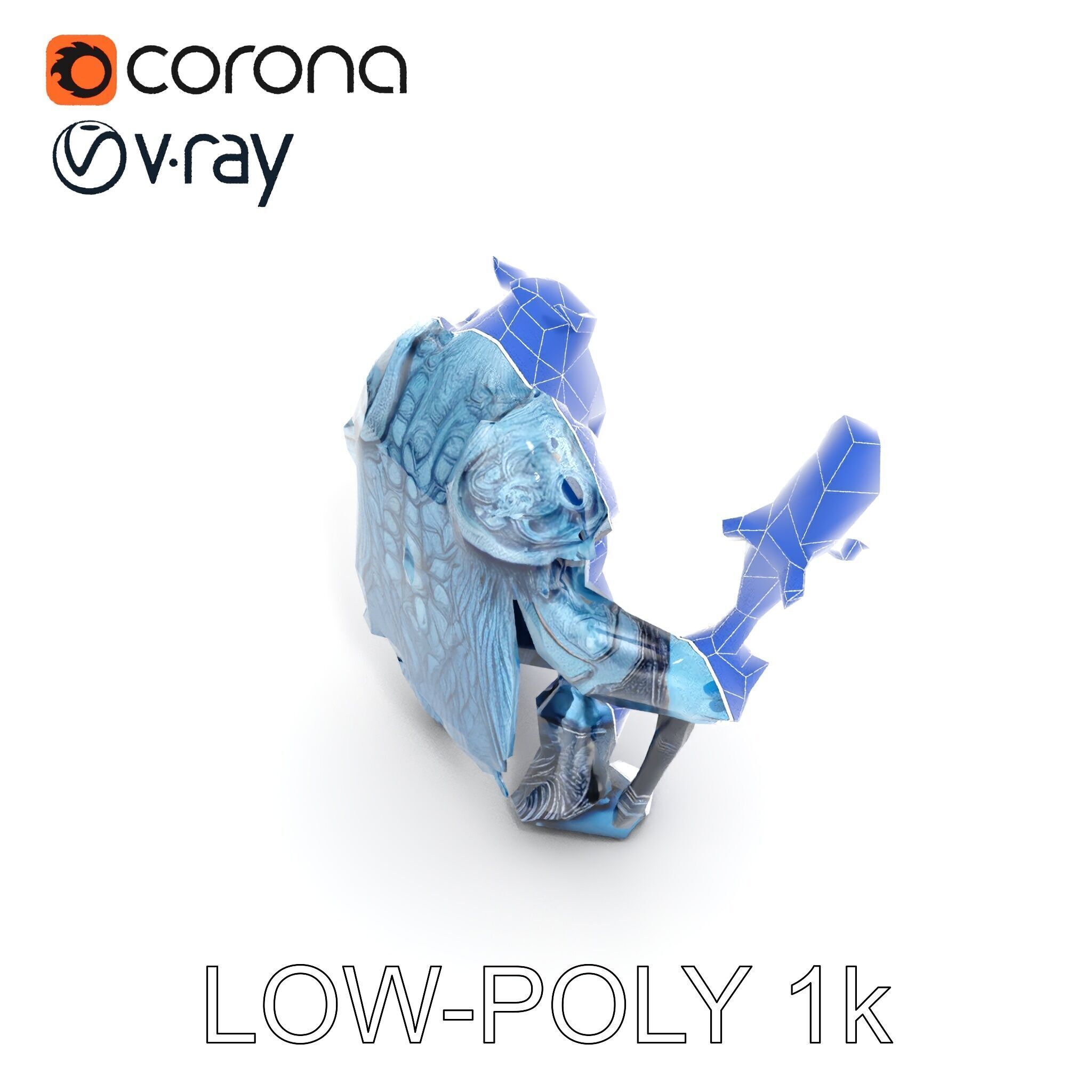 Ice Giant Warrior Rigged and Animated D Character Model Low-poly 3D model_22