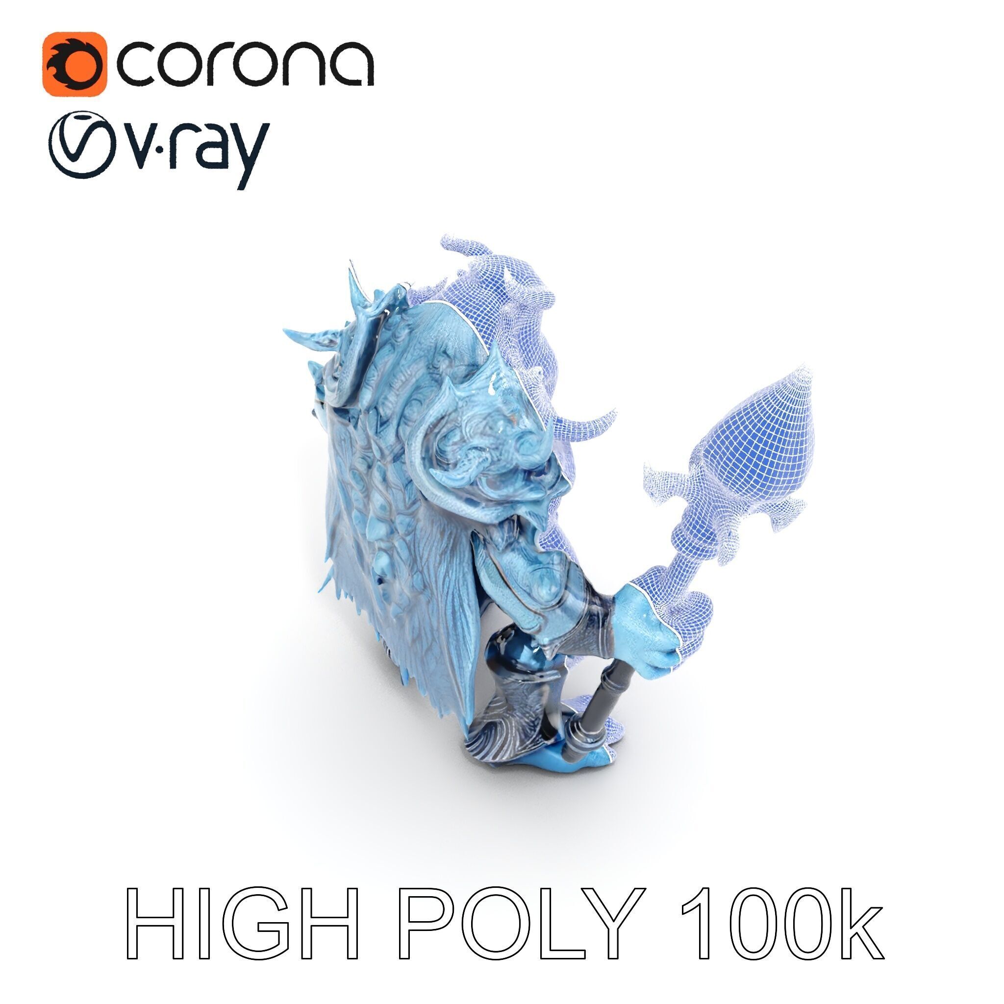 Ice Giant Warrior Rigged and Animated D Character Model Low-poly 3D model_23