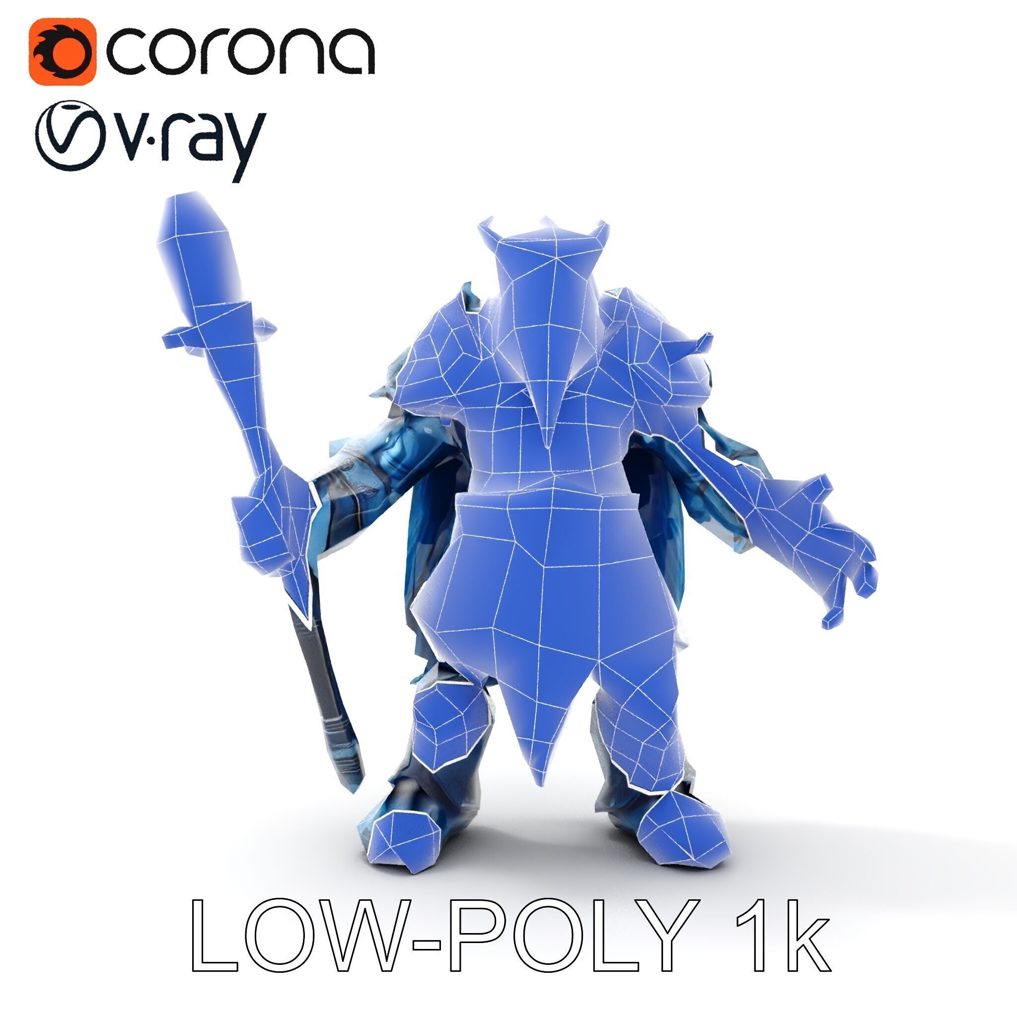Ice Giant Warrior Rigged and Animated D Character Model Low-poly 3D model_15