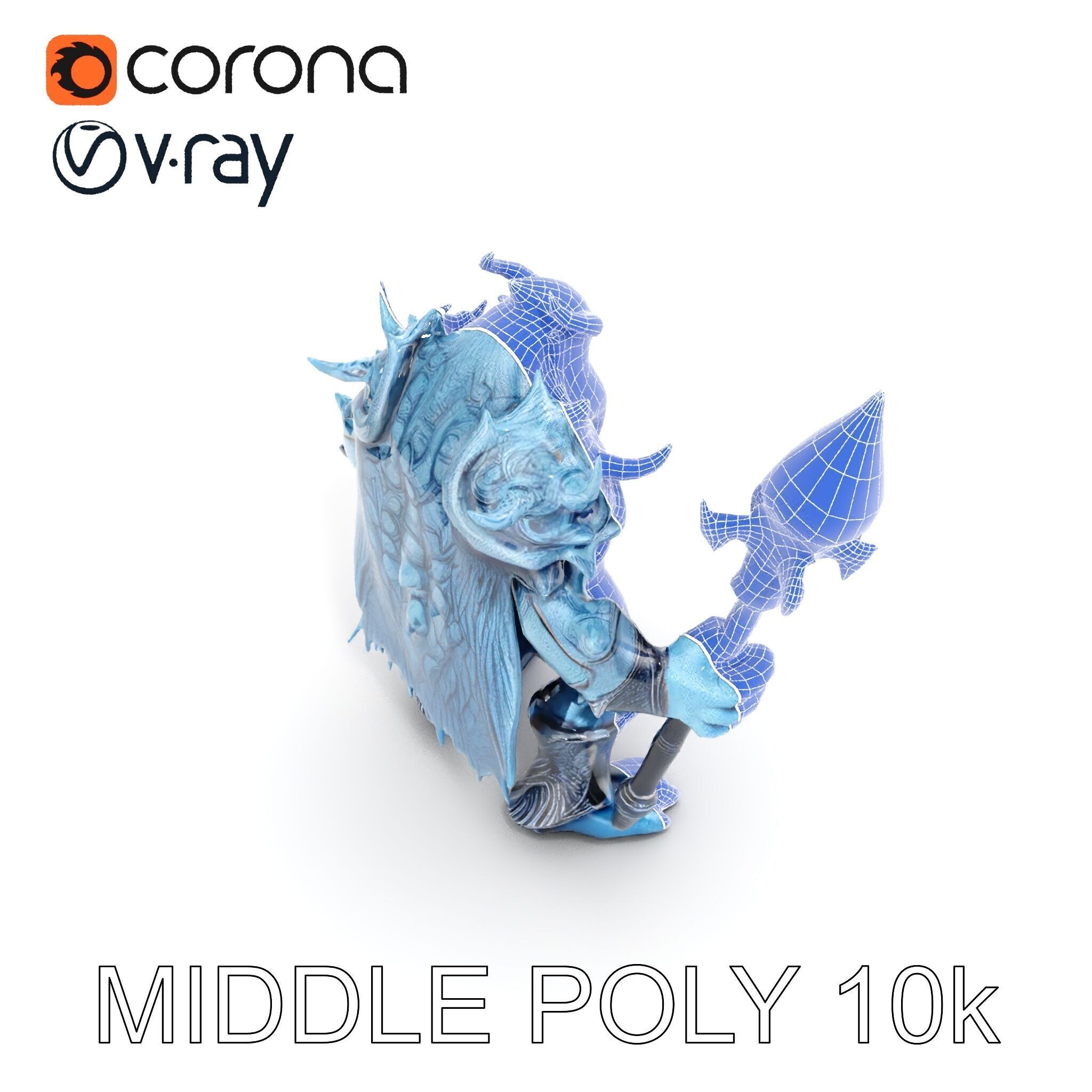 Ice Giant Warrior Rigged and Animated D Character Model Low-poly 3D model_21