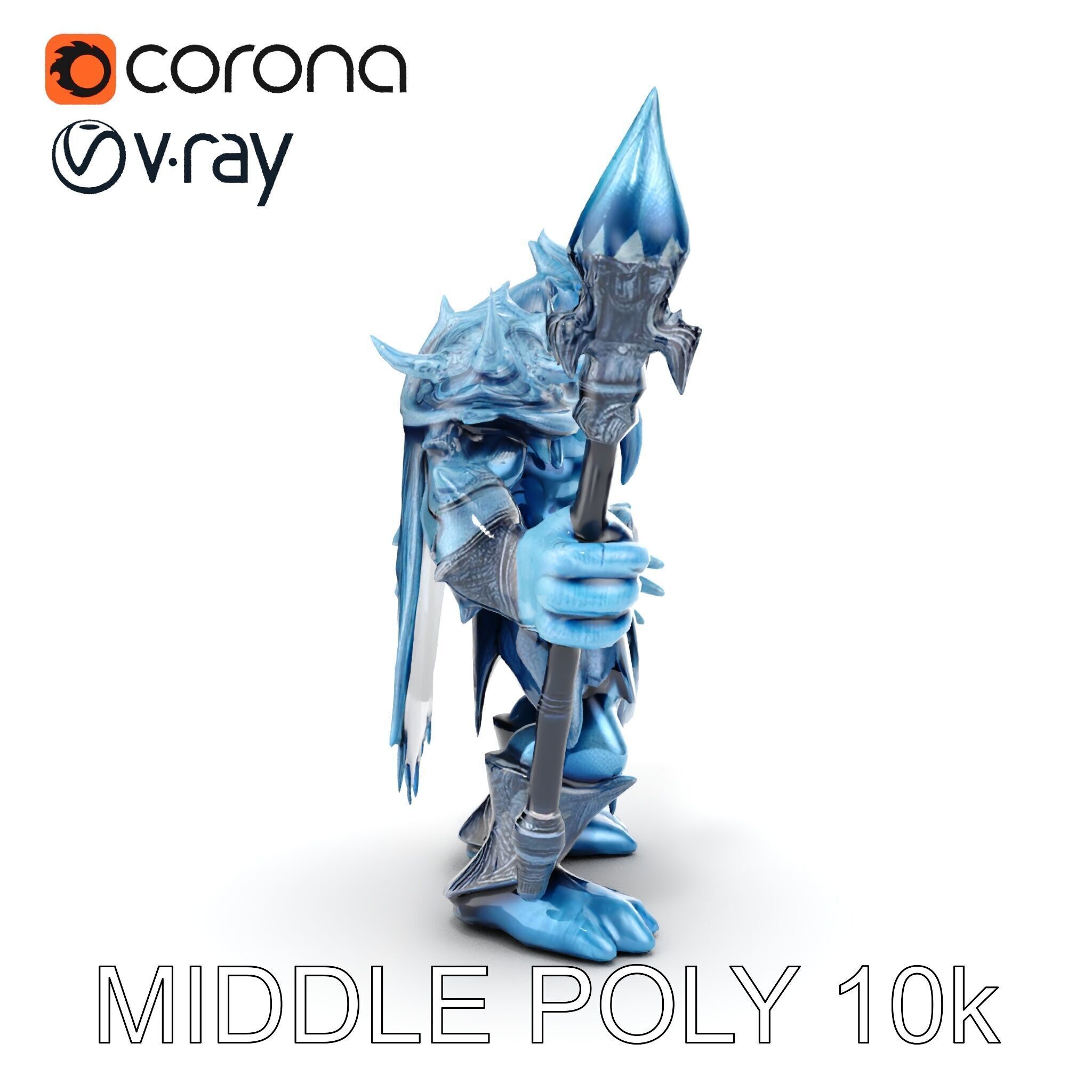 Ice Giant Warrior Rigged and Animated D Character Model Low-poly 3D model_17