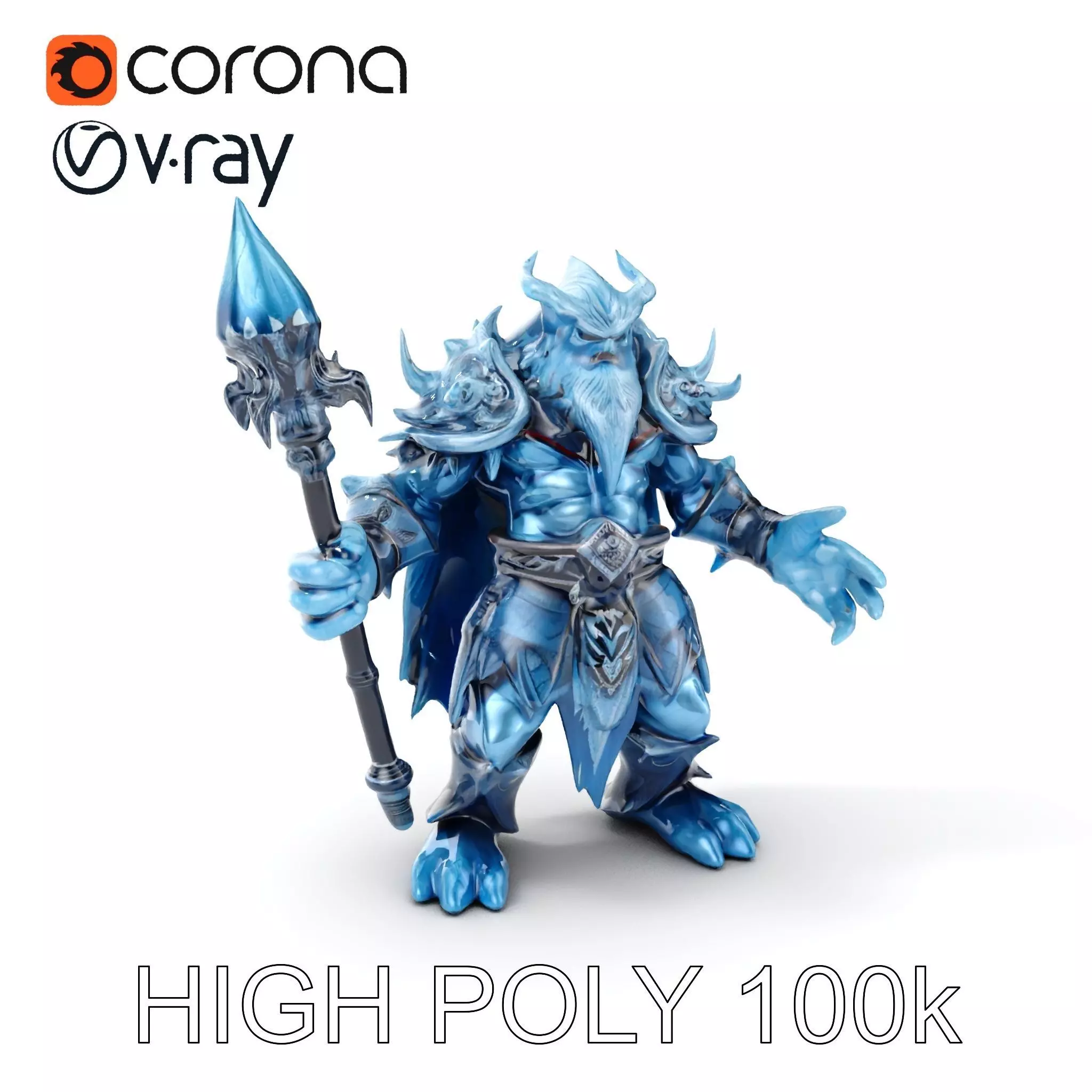 Ice Giant Warrior Rigged and Animated D Character Model Low-poly 3D model_0