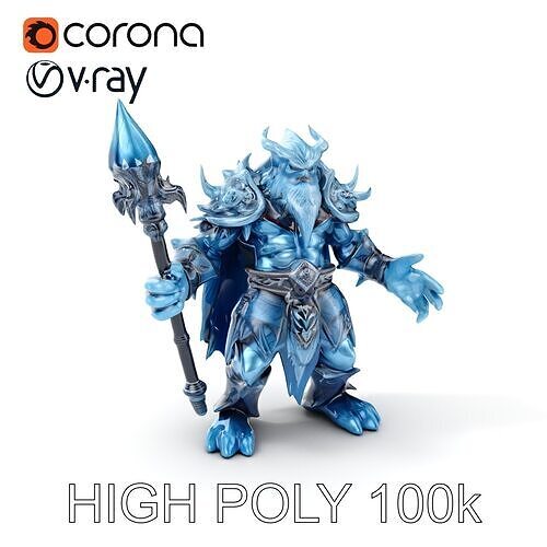 Ice Giant Warrior Rigged and Animated D Character Model Low-poly 3D model