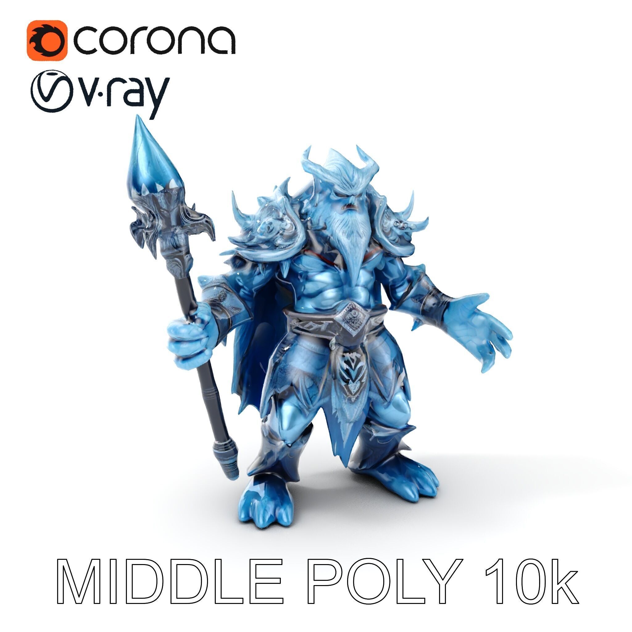 Ice Giant Warrior Rigged and Animated D Character Model Low-poly 3D model_11