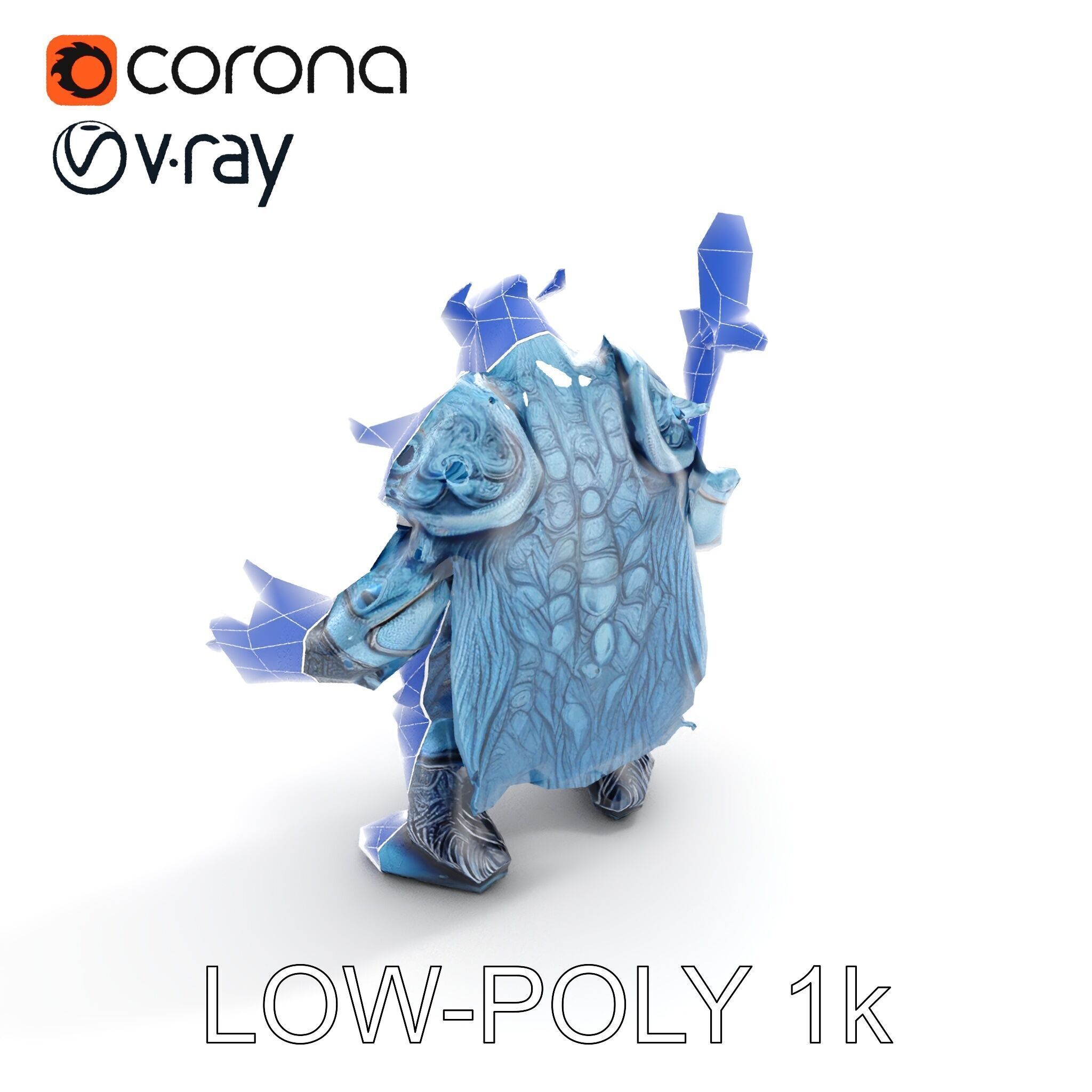 Ice Giant Warrior Rigged and Animated D Character Model Low-poly 3D model_20