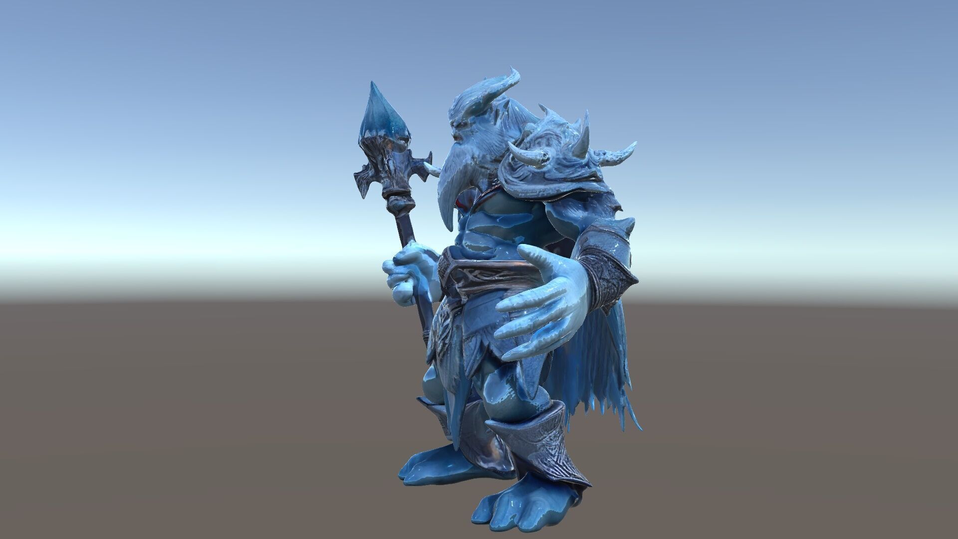 Ice Giant Warrior Rigged and Animated D Character Model Low-poly 3D model_5