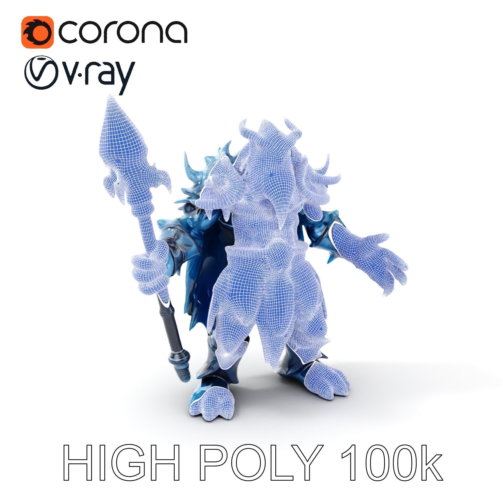 Ice Giant Warrior Rigged and Animated D Character Model Low-poly 3D model_4