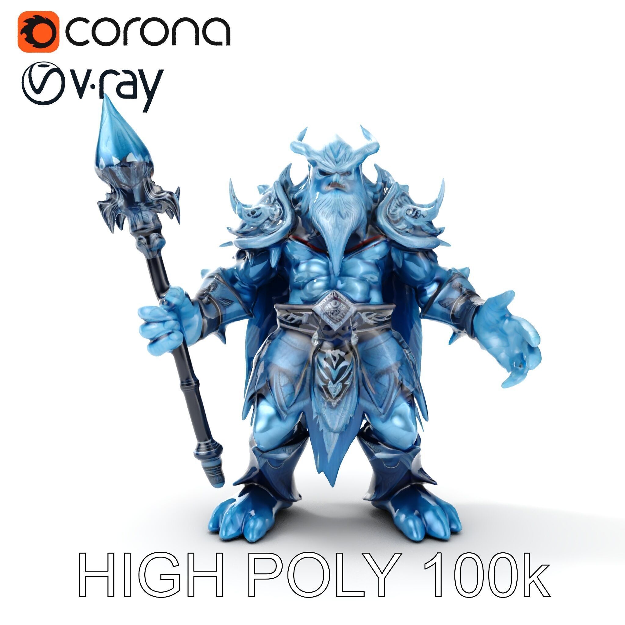 Ice Giant Warrior Rigged and Animated D Character Model Low-poly 3D model_10