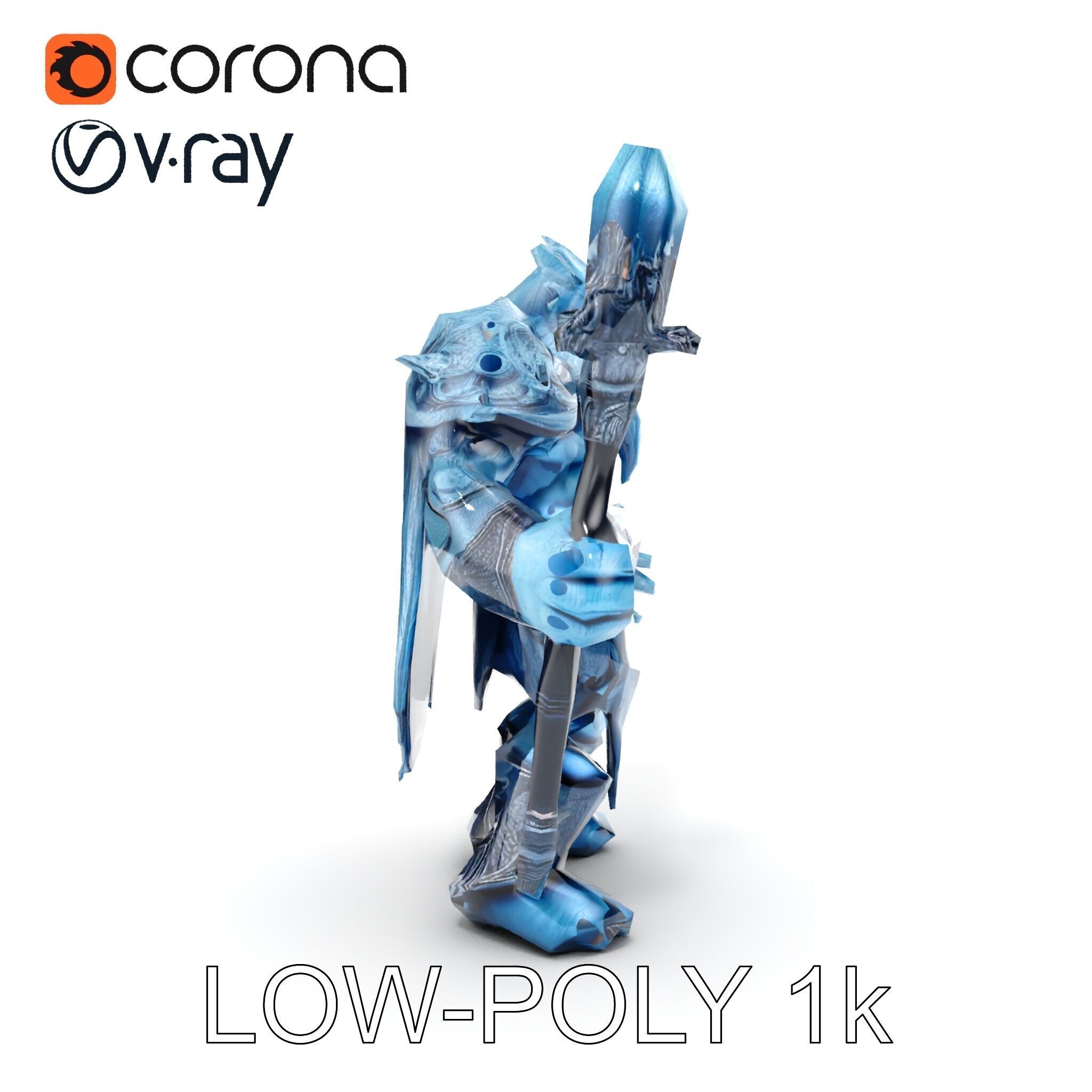 Ice Giant Warrior Rigged and Animated D Character Model Low-poly 3D model_25