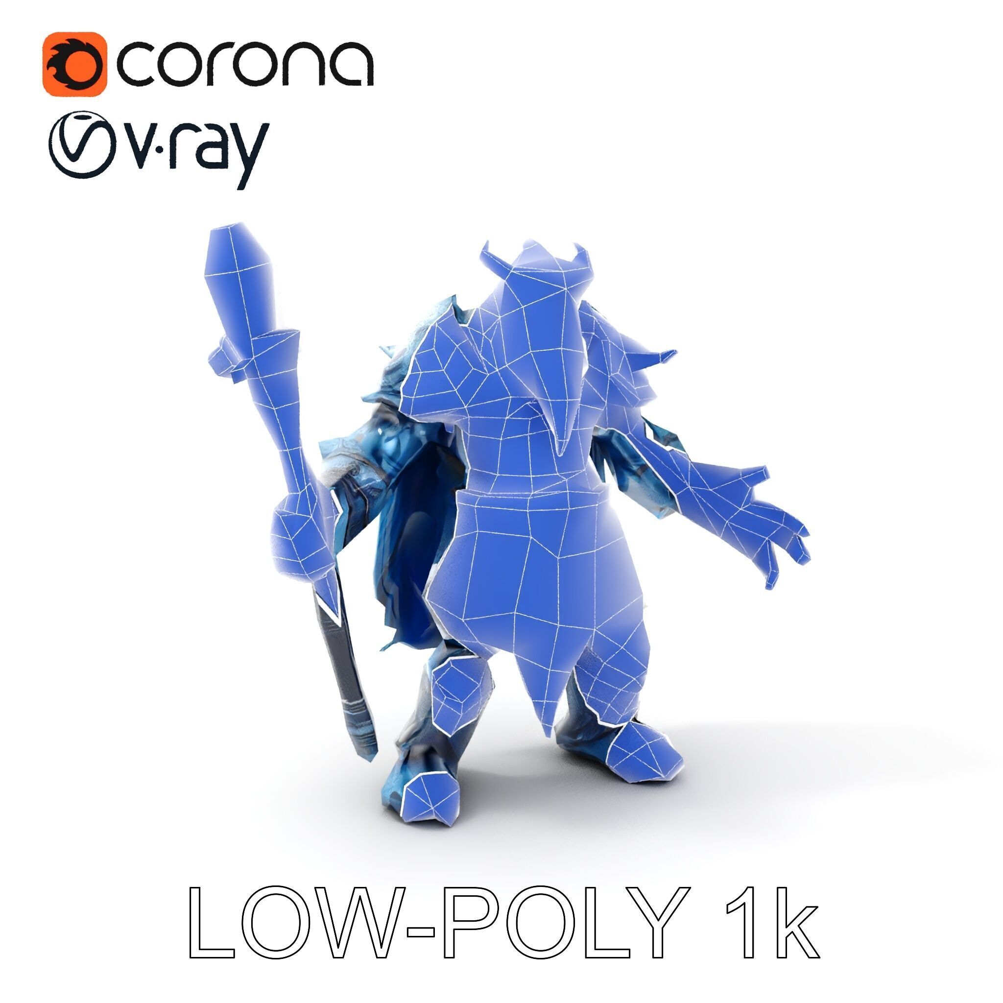 Ice Giant Warrior Rigged and Animated D Character Model Low-poly 3D model_18
