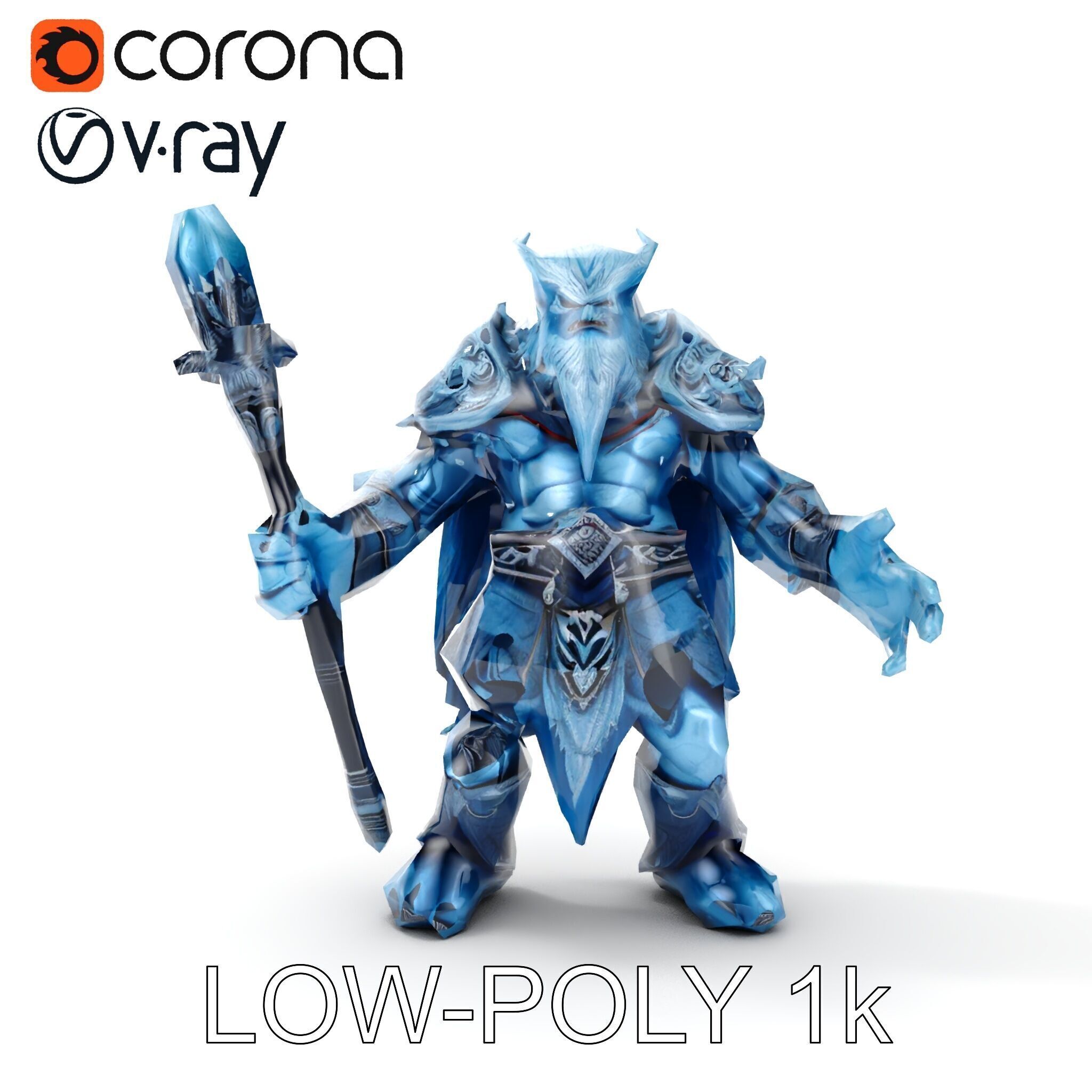 Ice Giant Warrior Rigged and Animated D Character Model Low-poly 3D model_31