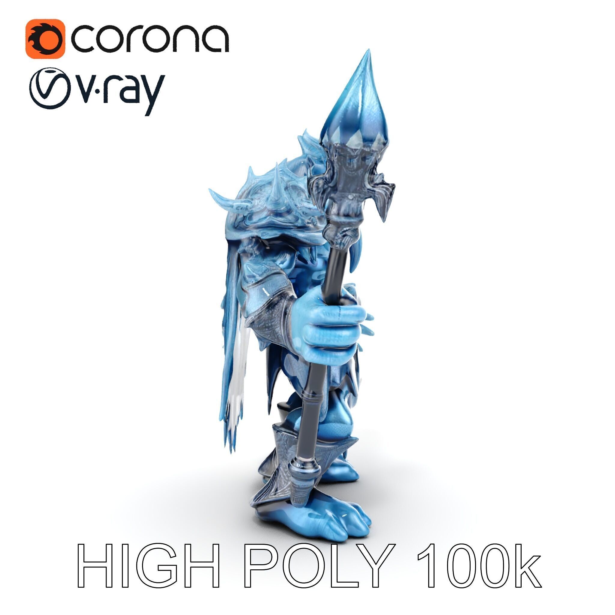 Ice Giant Warrior Rigged and Animated D Character Model Low-poly 3D model_29