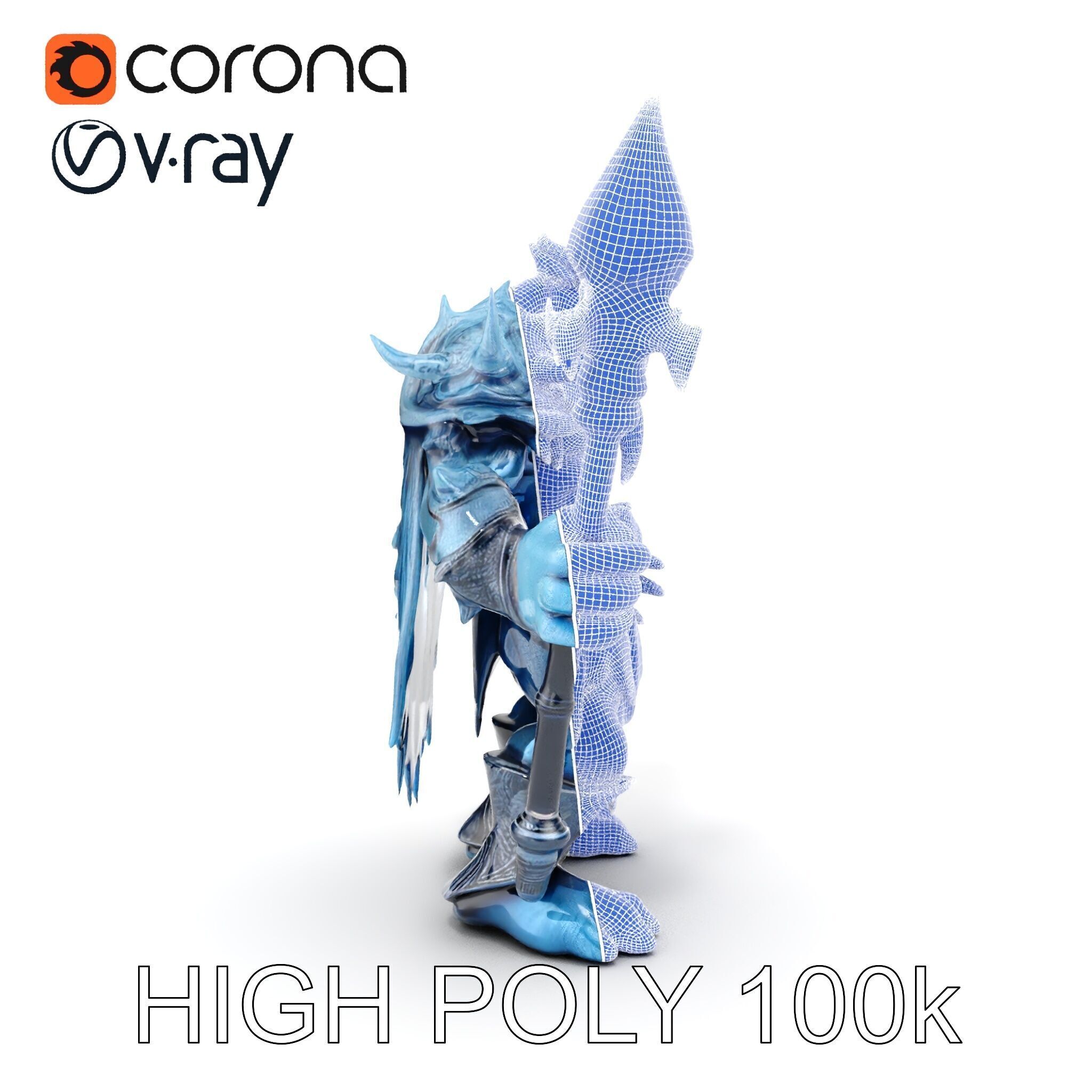 Ice Giant Warrior Rigged and Animated D Character Model Low-poly 3D model_32