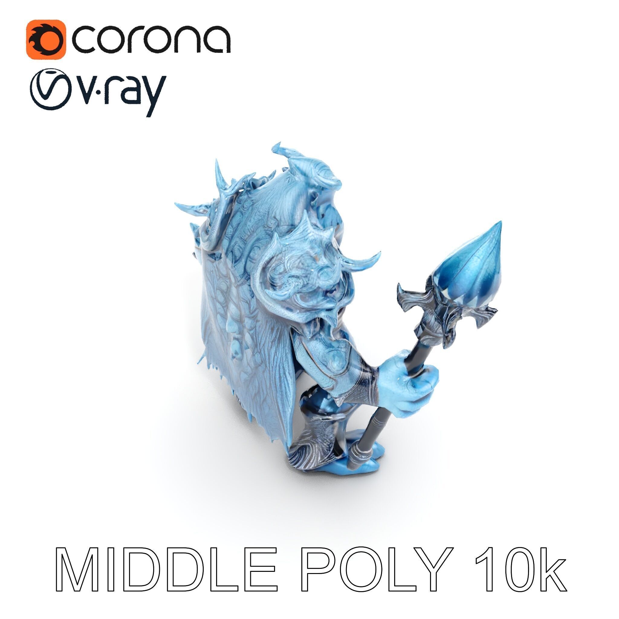 Ice Giant Warrior Rigged and Animated D Character Model Low-poly 3D model_19