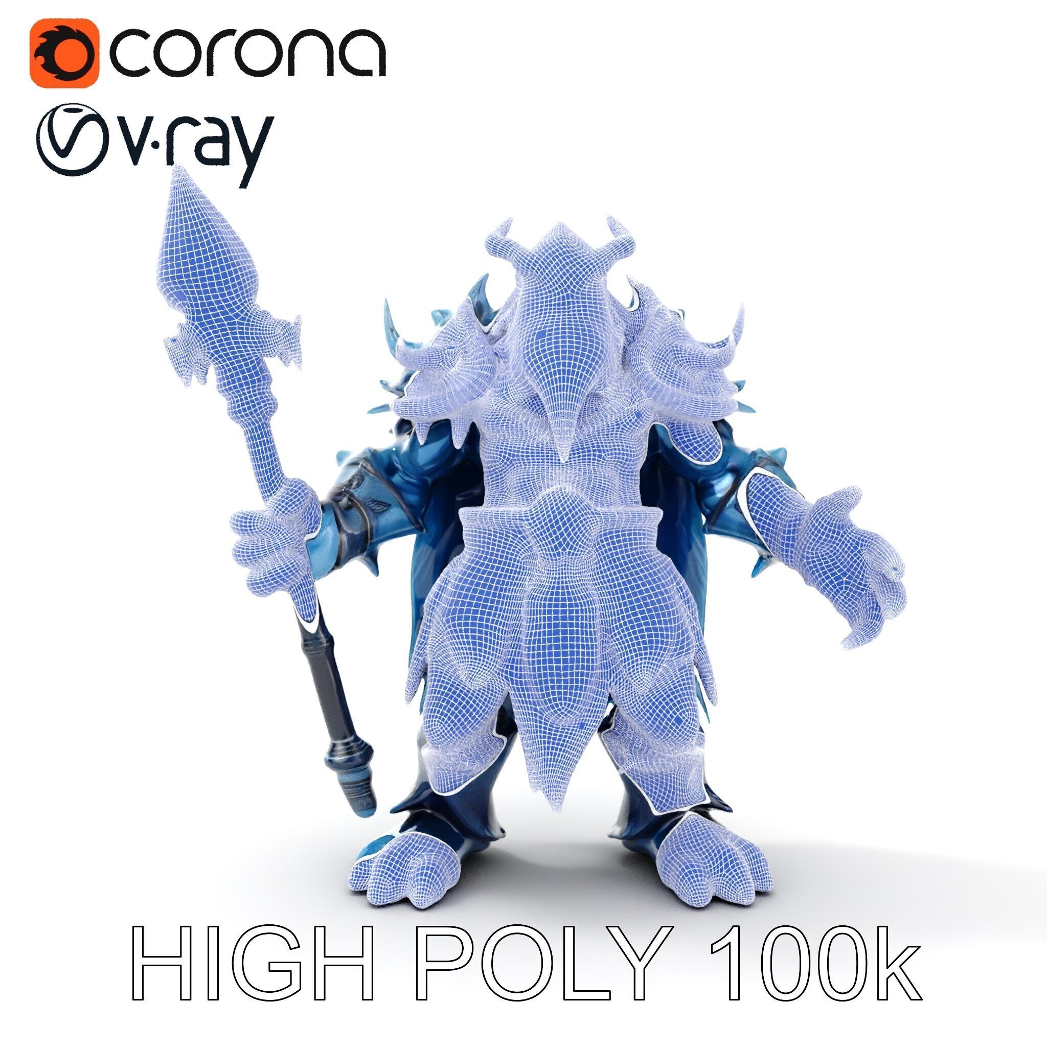Ice Giant Warrior Rigged and Animated D Character Model Low-poly 3D model_26