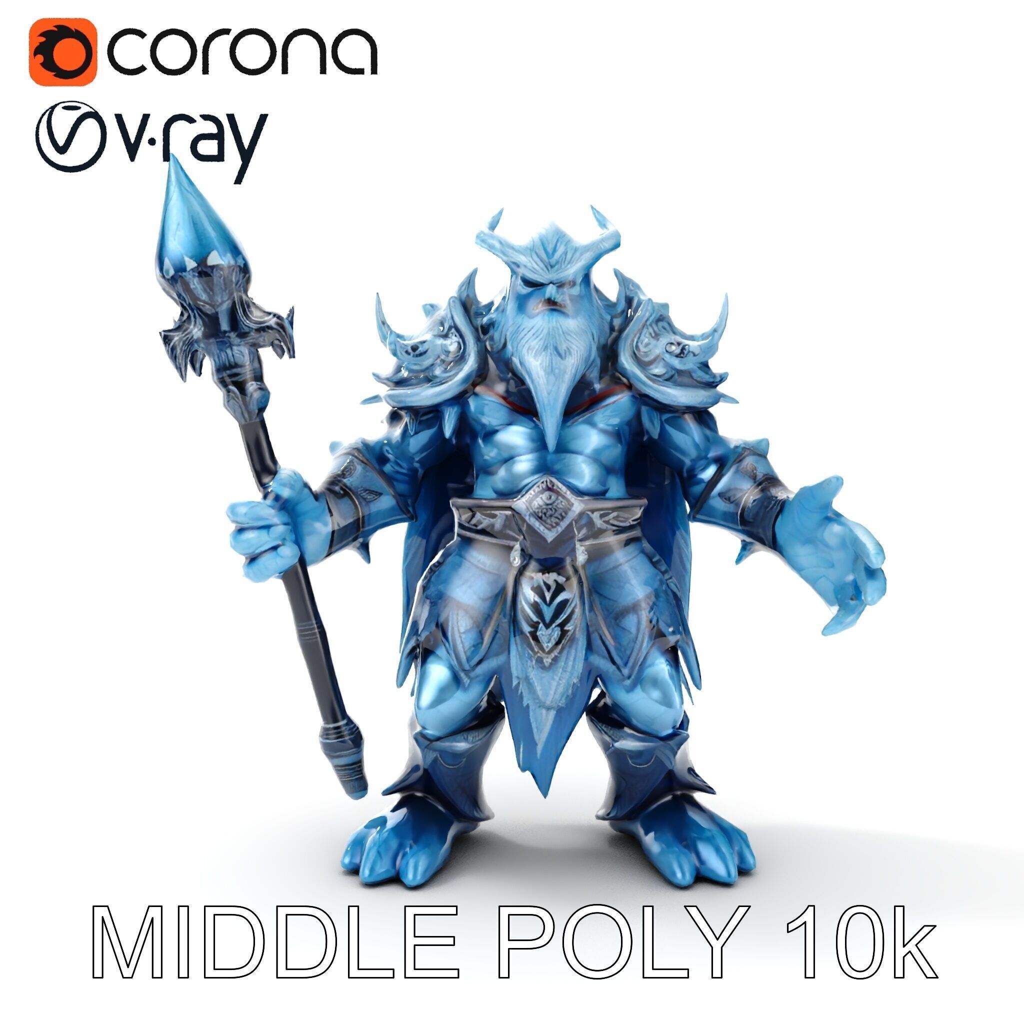 Ice Giant Warrior Rigged and Animated D Character Model Low-poly 3D model_24