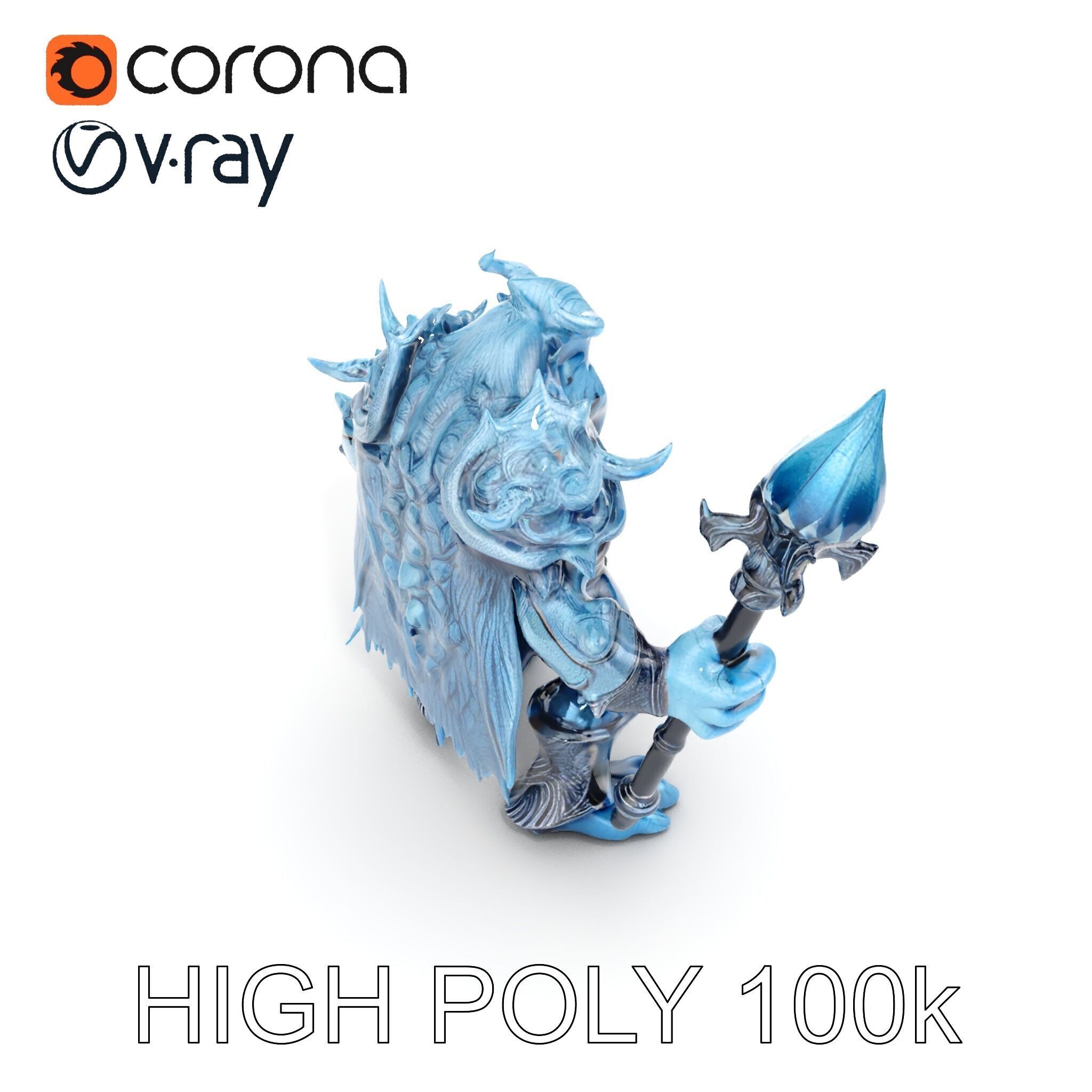 Ice Giant Warrior Rigged and Animated D Character Model Low-poly 3D model_16