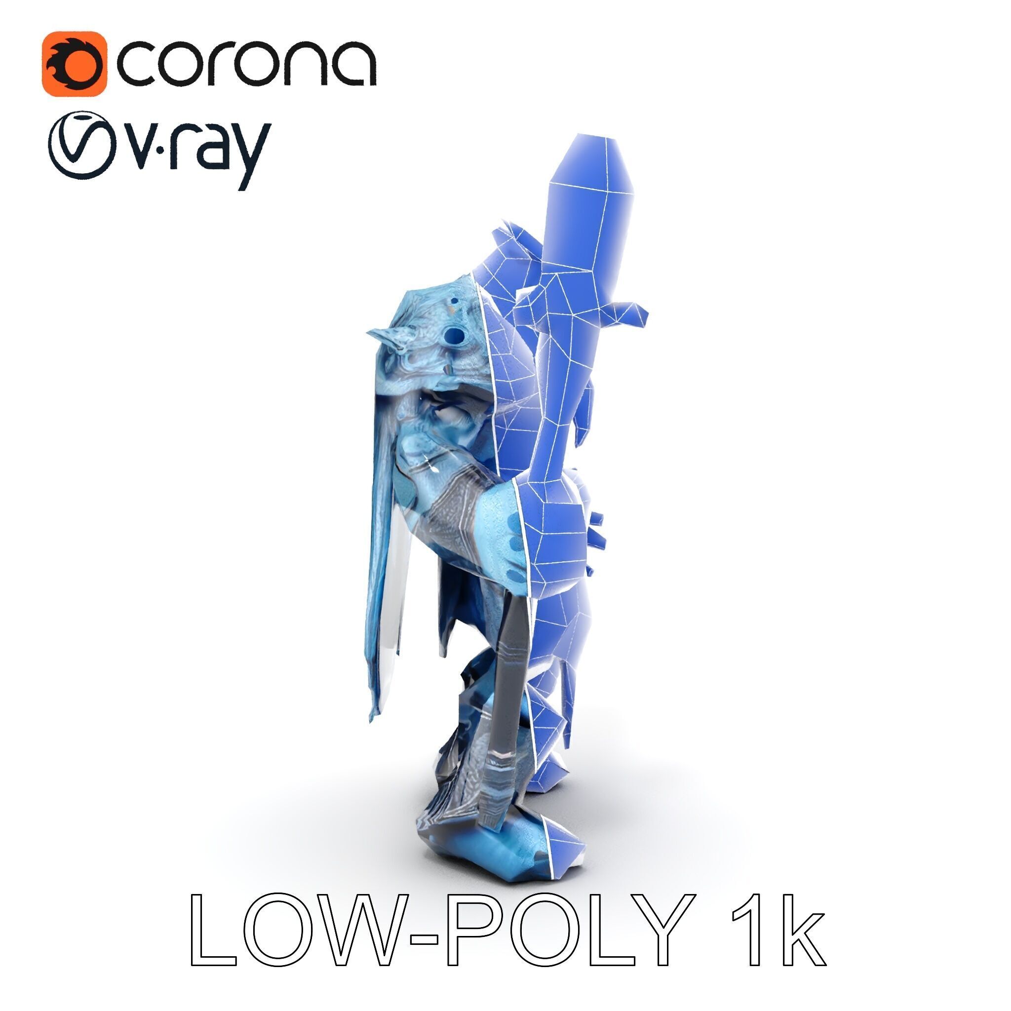 Ice Giant Warrior Rigged and Animated D Character Model Low-poly 3D model_28