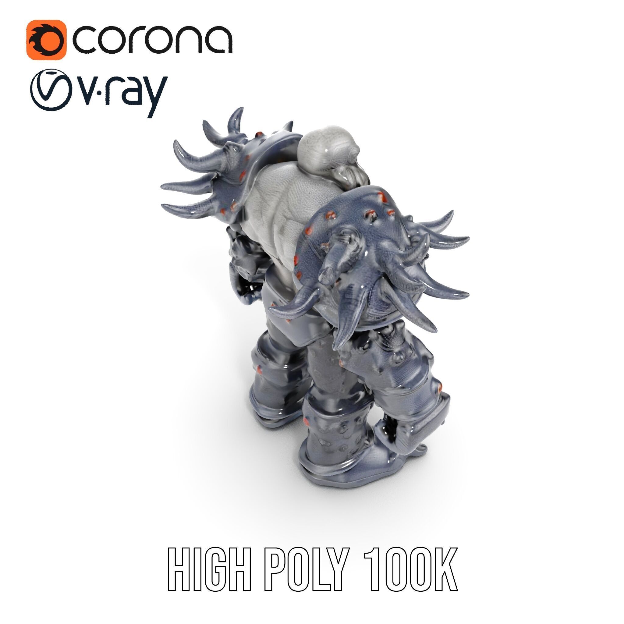 DarkStone Warrior Rigged and Animated D Character Model Low-poly 3D model_20