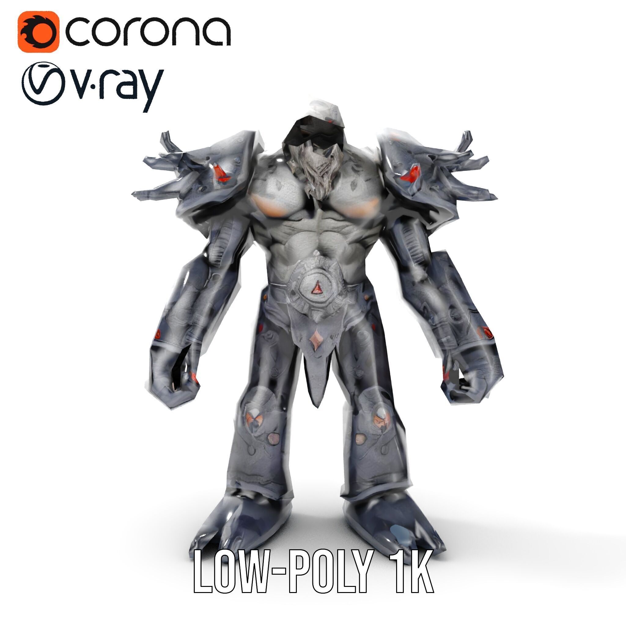 DarkStone Warrior Rigged and Animated D Character Model Low-poly 3D model_14