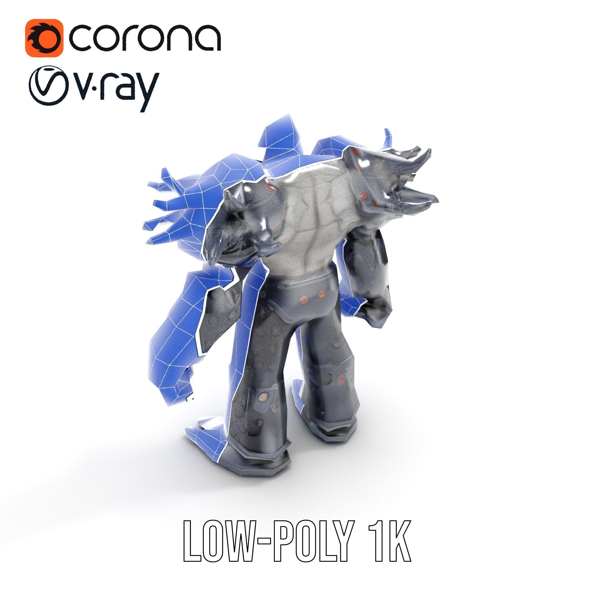 DarkStone Warrior Rigged and Animated D Character Model Low-poly 3D model_19