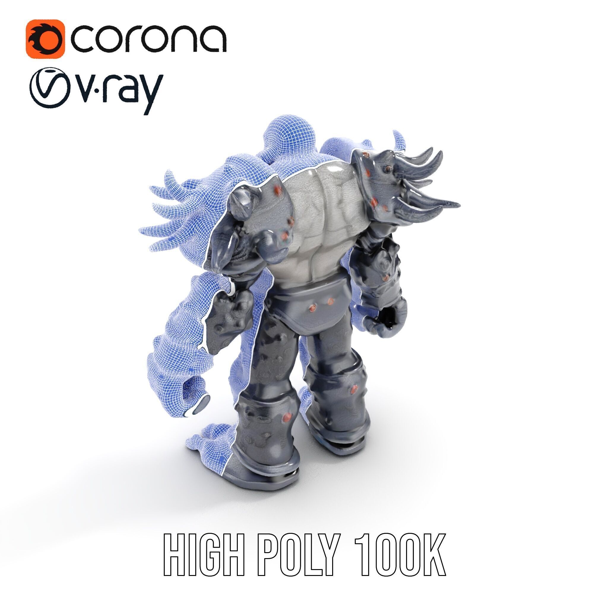 DarkStone Warrior Rigged and Animated D Character Model Low-poly 3D model_17