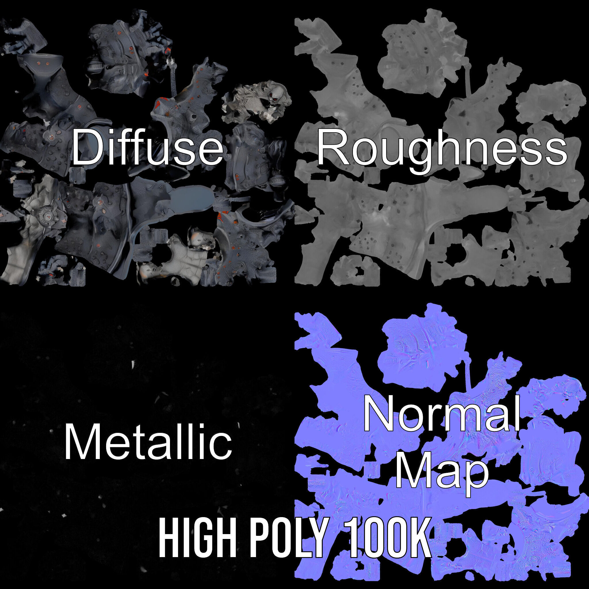 DarkStone Warrior Rigged and Animated D Character Model Low-poly 3D model_3