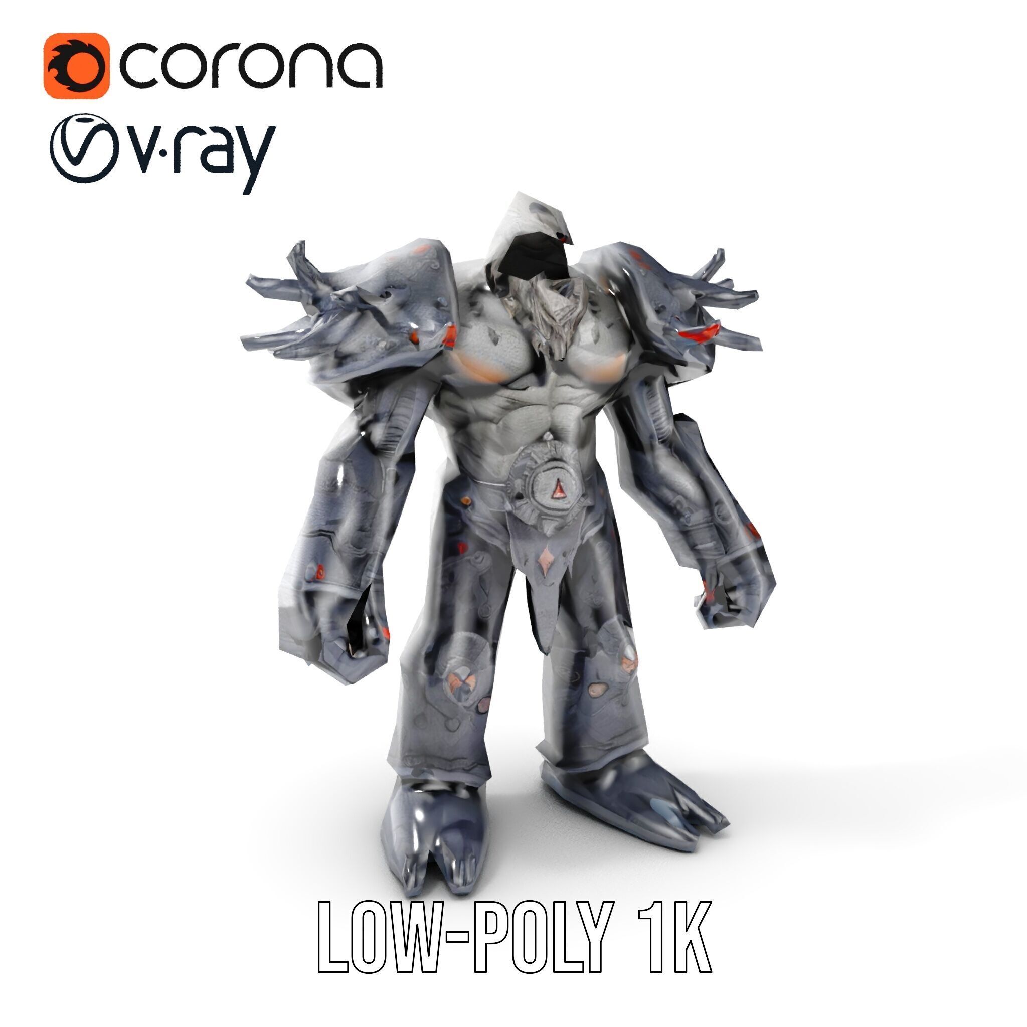 DarkStone Warrior Rigged and Animated D Character Model Low-poly 3D model_9