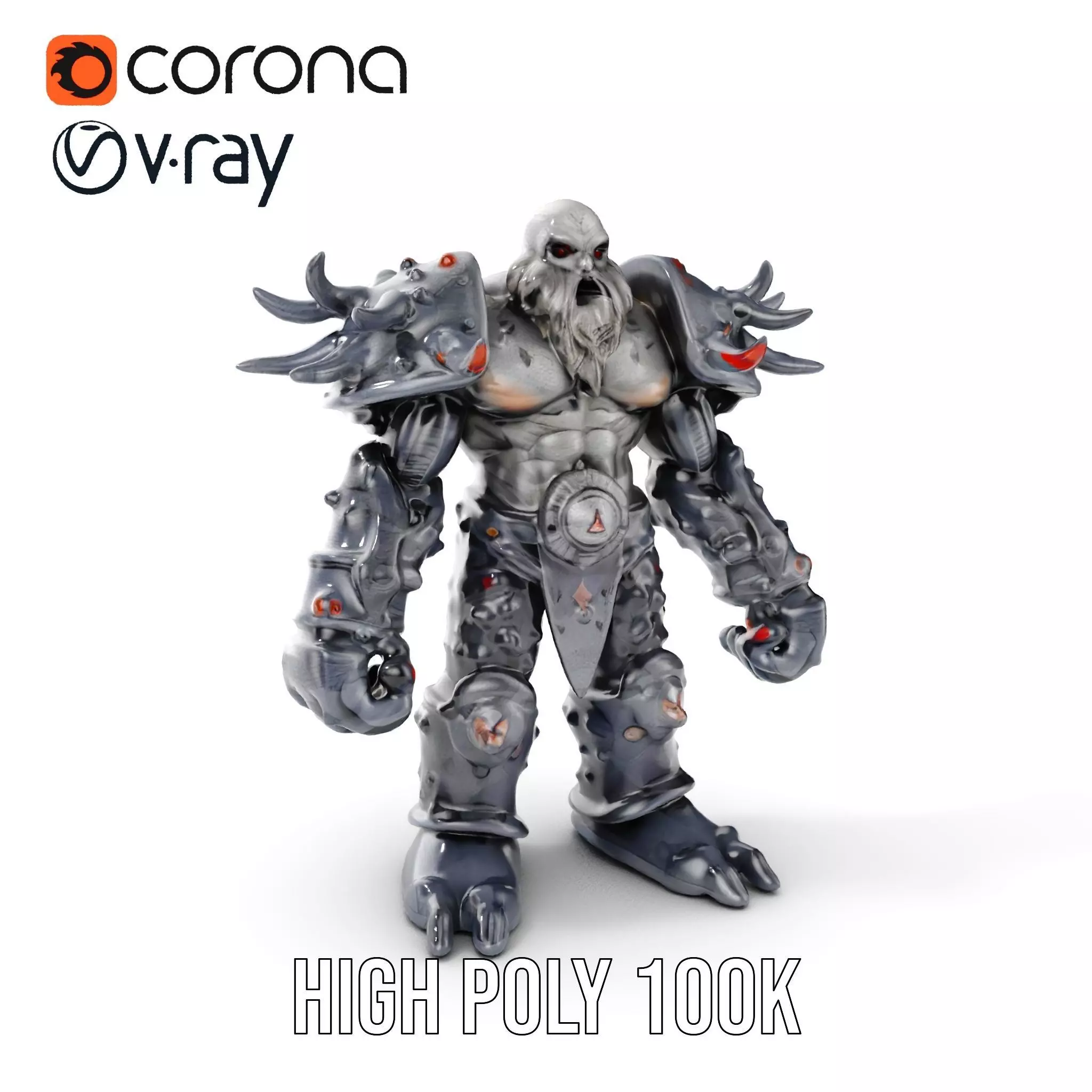 DarkStone Warrior Rigged and Animated D Character Model Low-poly 3D model_0