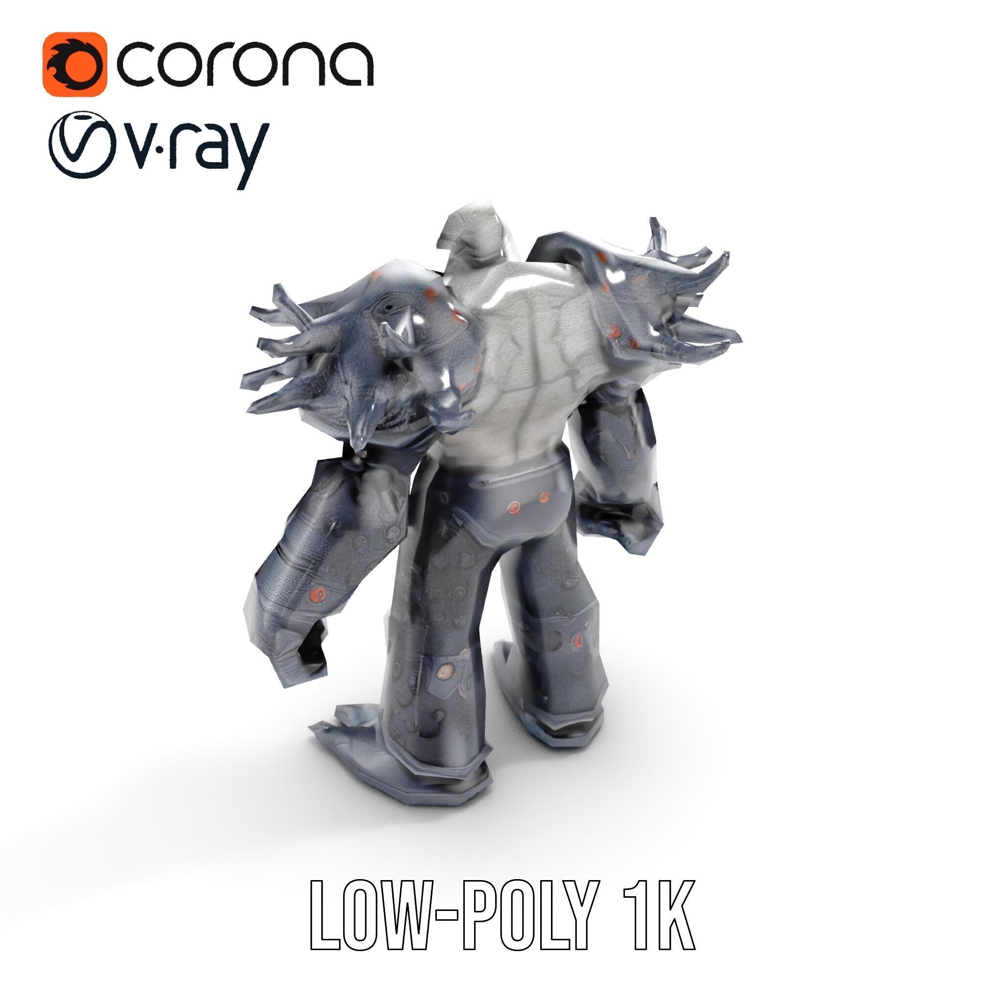 DarkStone Warrior Rigged and Animated D Character Model Low-poly 3D model_7