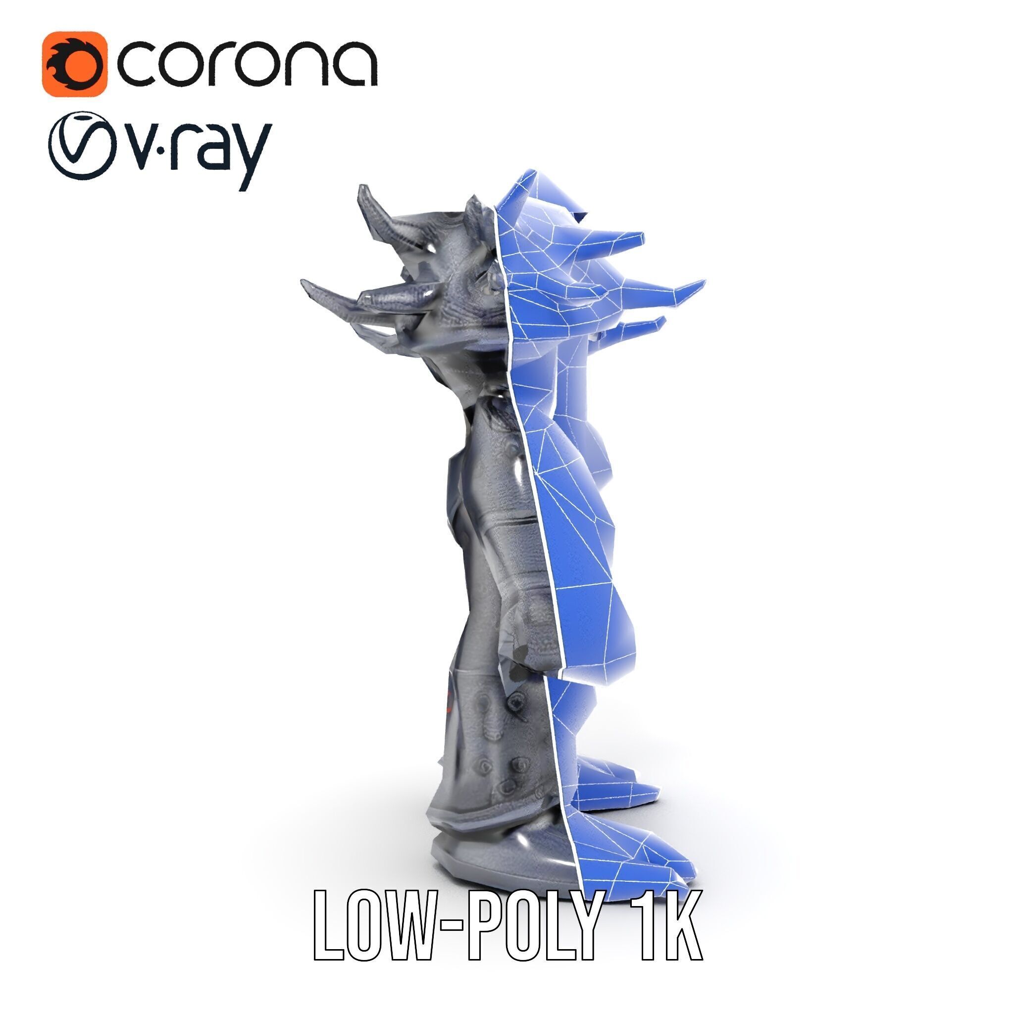 DarkStone Warrior Rigged and Animated D Character Model Low-poly 3D model_25