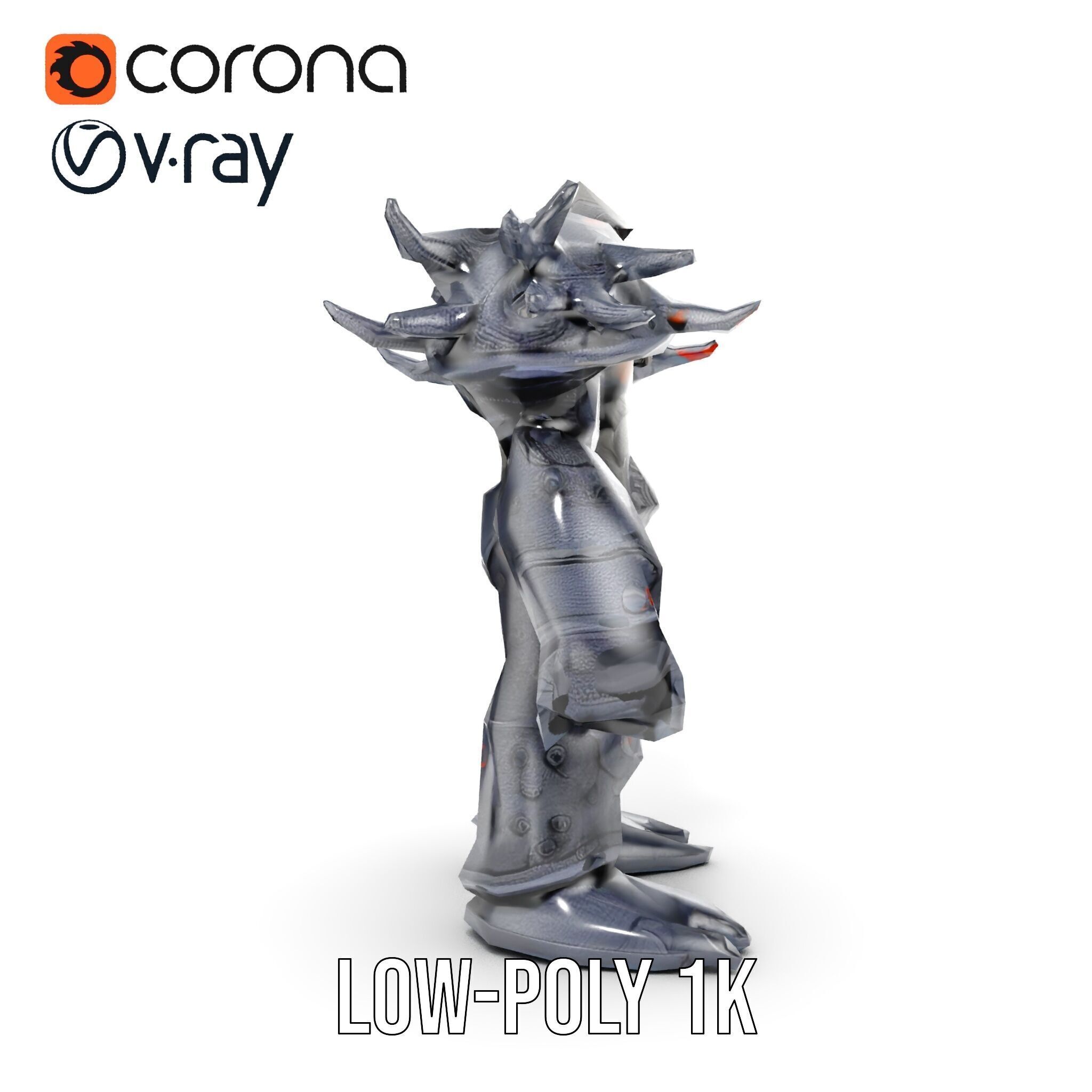 DarkStone Warrior Rigged and Animated D Character Model Low-poly 3D model_12