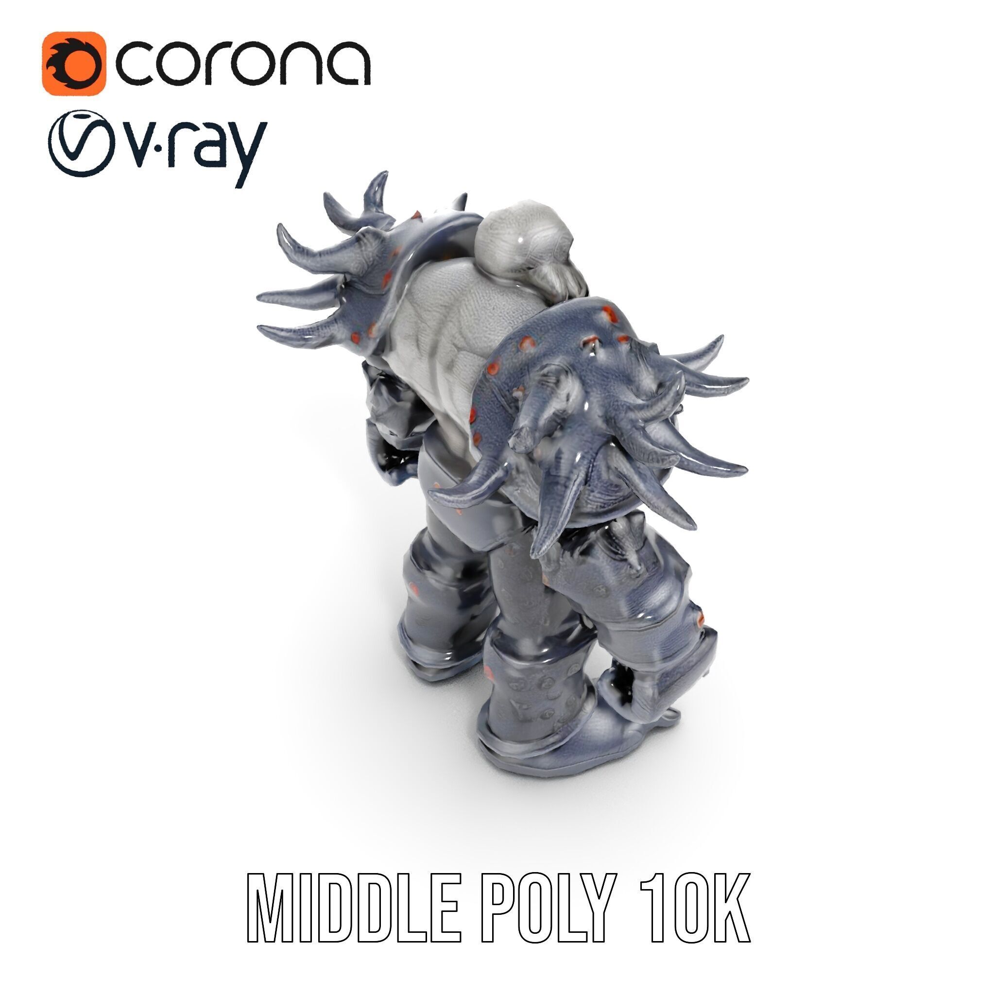 DarkStone Warrior Rigged and Animated D Character Model Low-poly 3D model_15