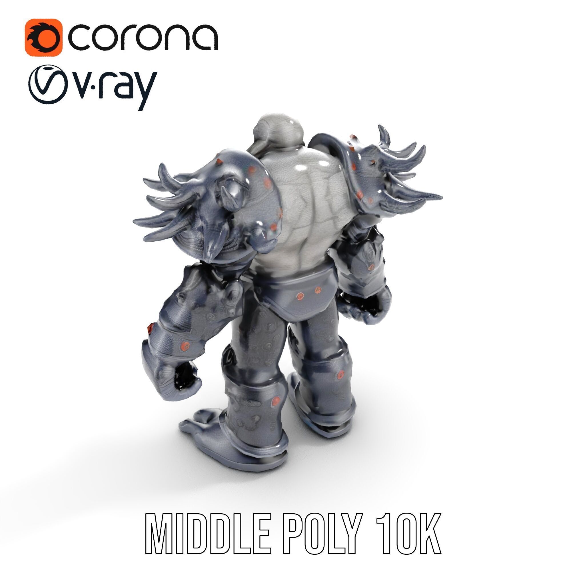 DarkStone Warrior Rigged and Animated D Character Model Low-poly 3D model_11