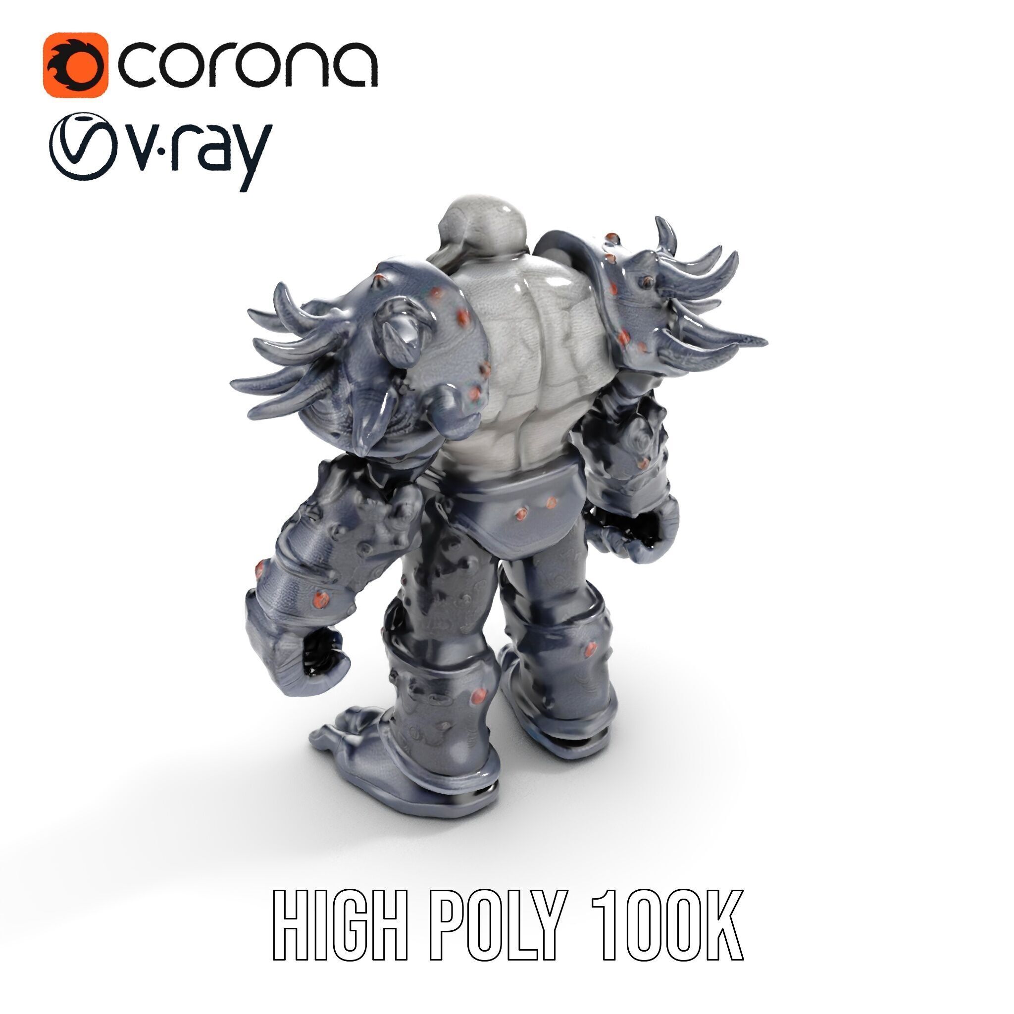 DarkStone Warrior Rigged and Animated D Character Model Low-poly 3D model_10