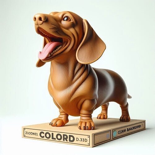 938Laughing Dachshund Colorful 3D Printed Ivory Style 3D print model