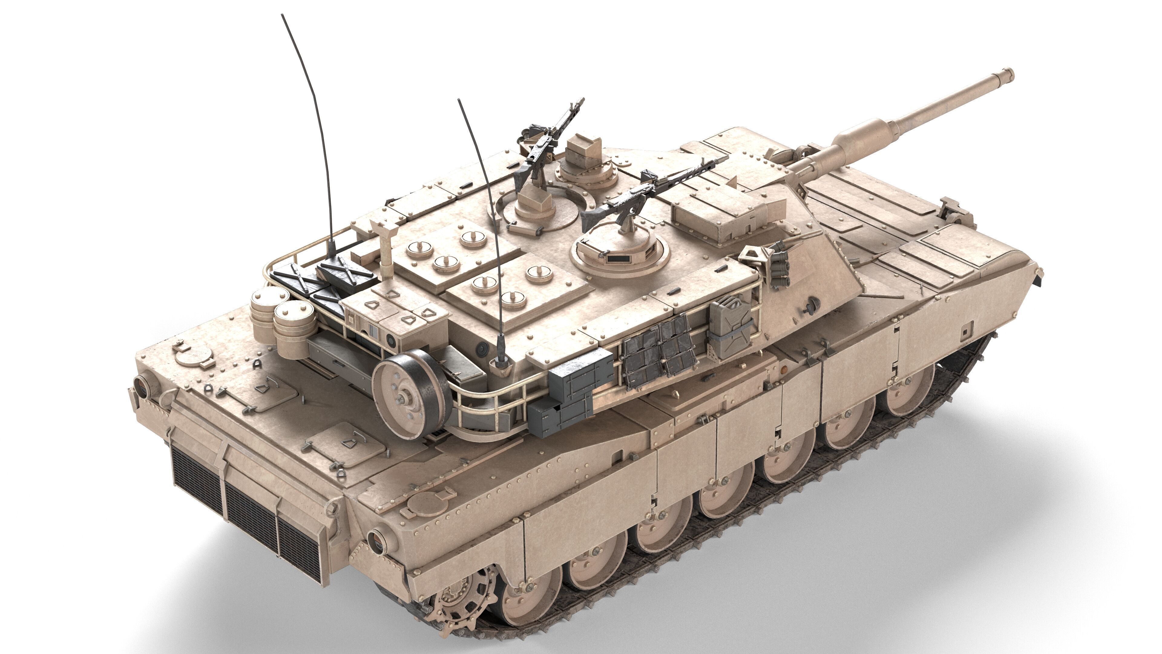 M1A1 Abrams MBT Low-poly 3D model_7