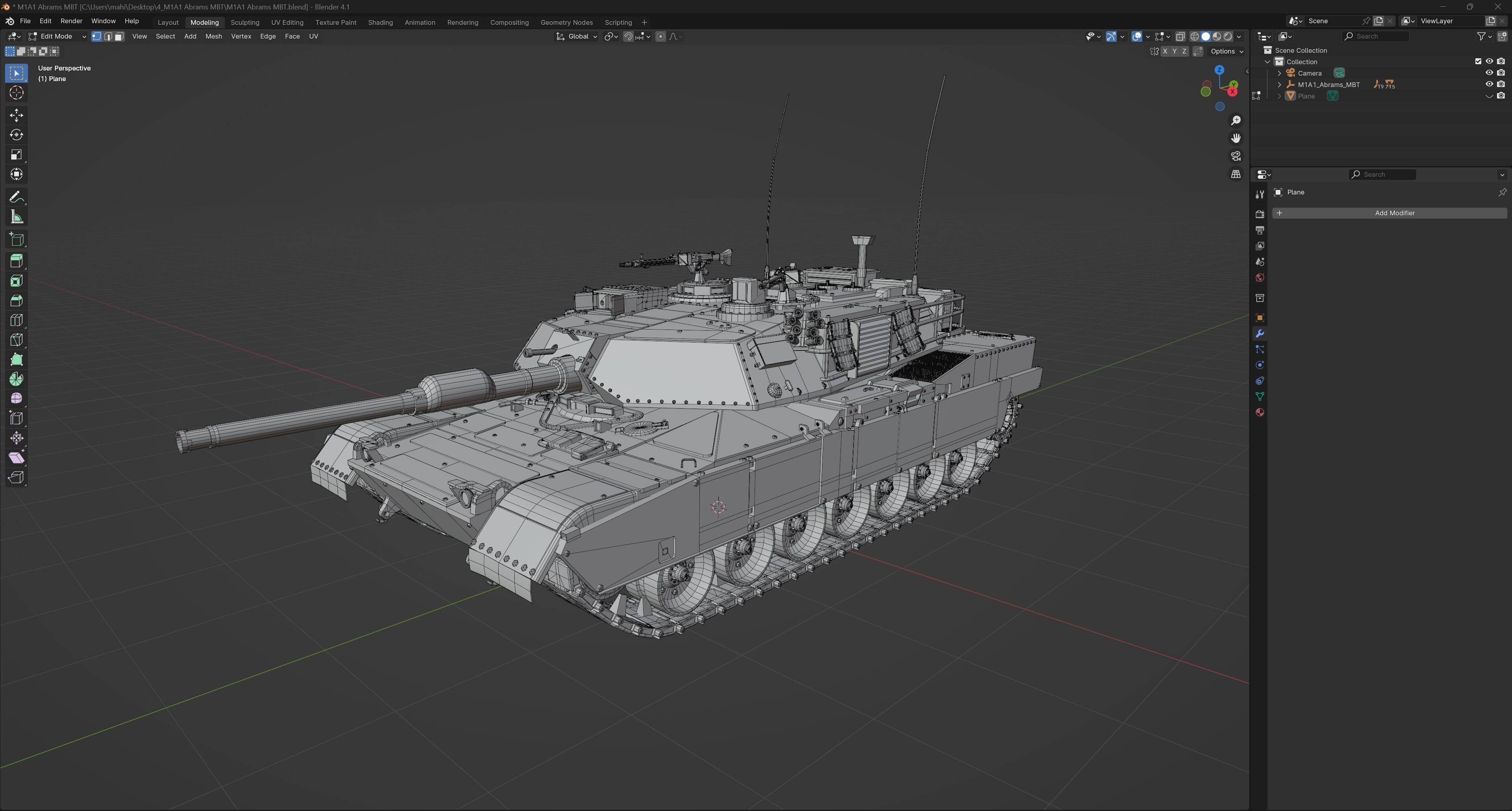 M1A1 Abrams MBT Low-poly 3D model_9