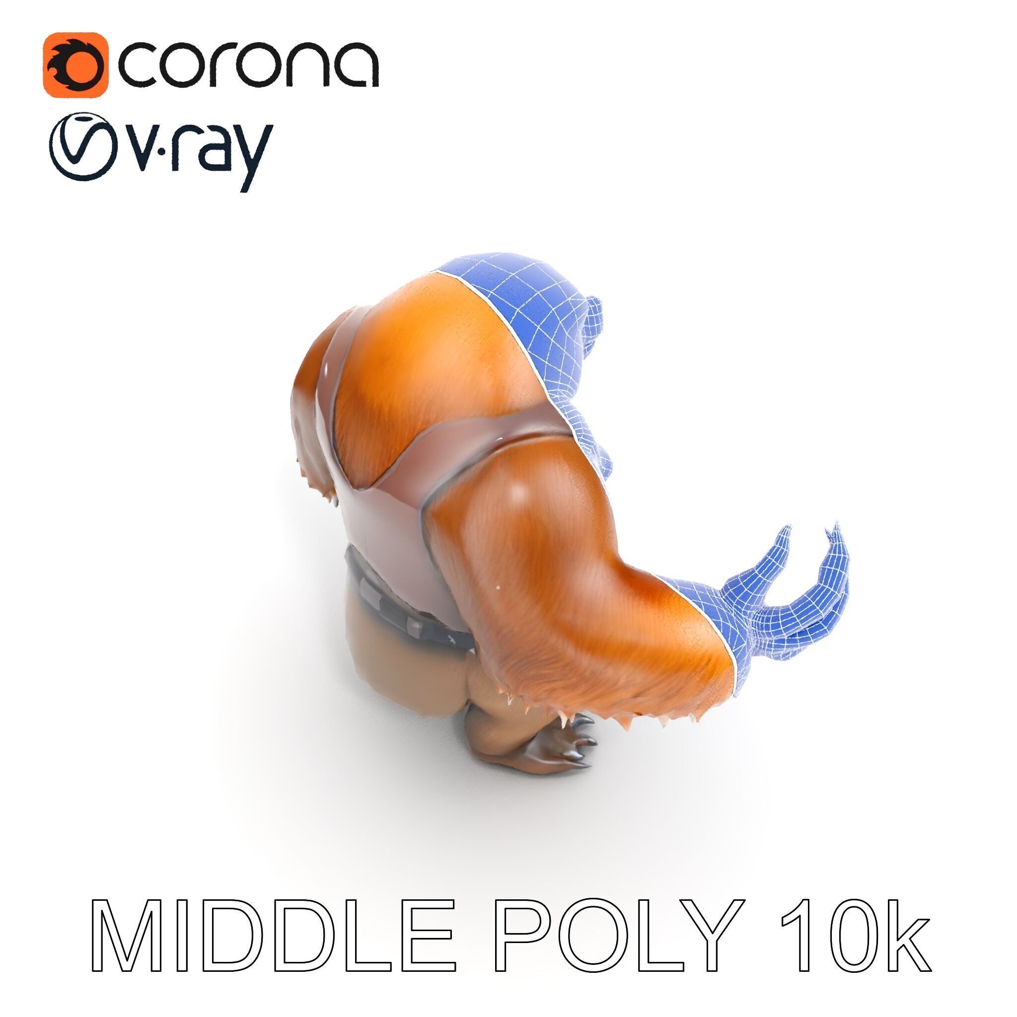 Fierce Warrior Bear Character Model  Rigged and Animated Low-poly 3D model_36