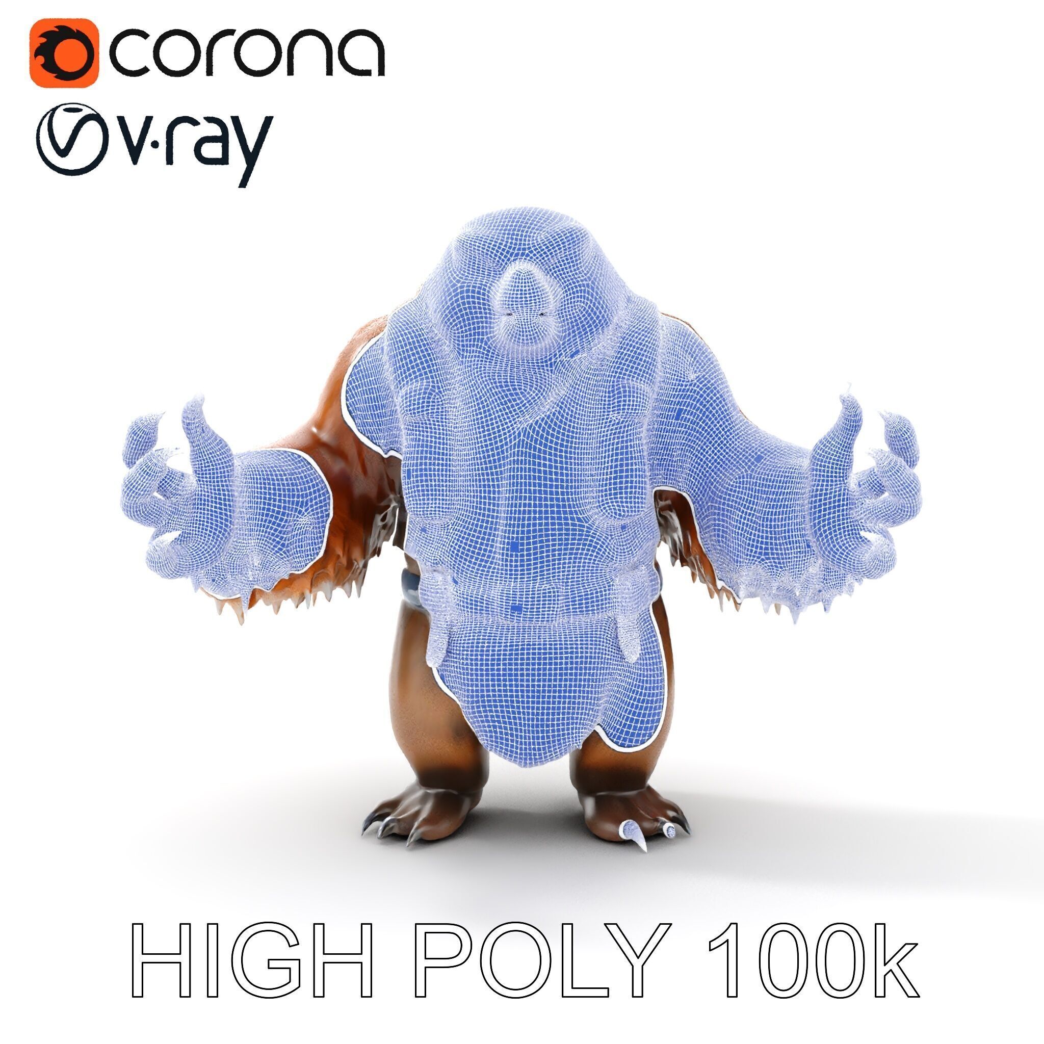 Fierce Warrior Bear Character Model  Rigged and Animated Low-poly 3D model_21