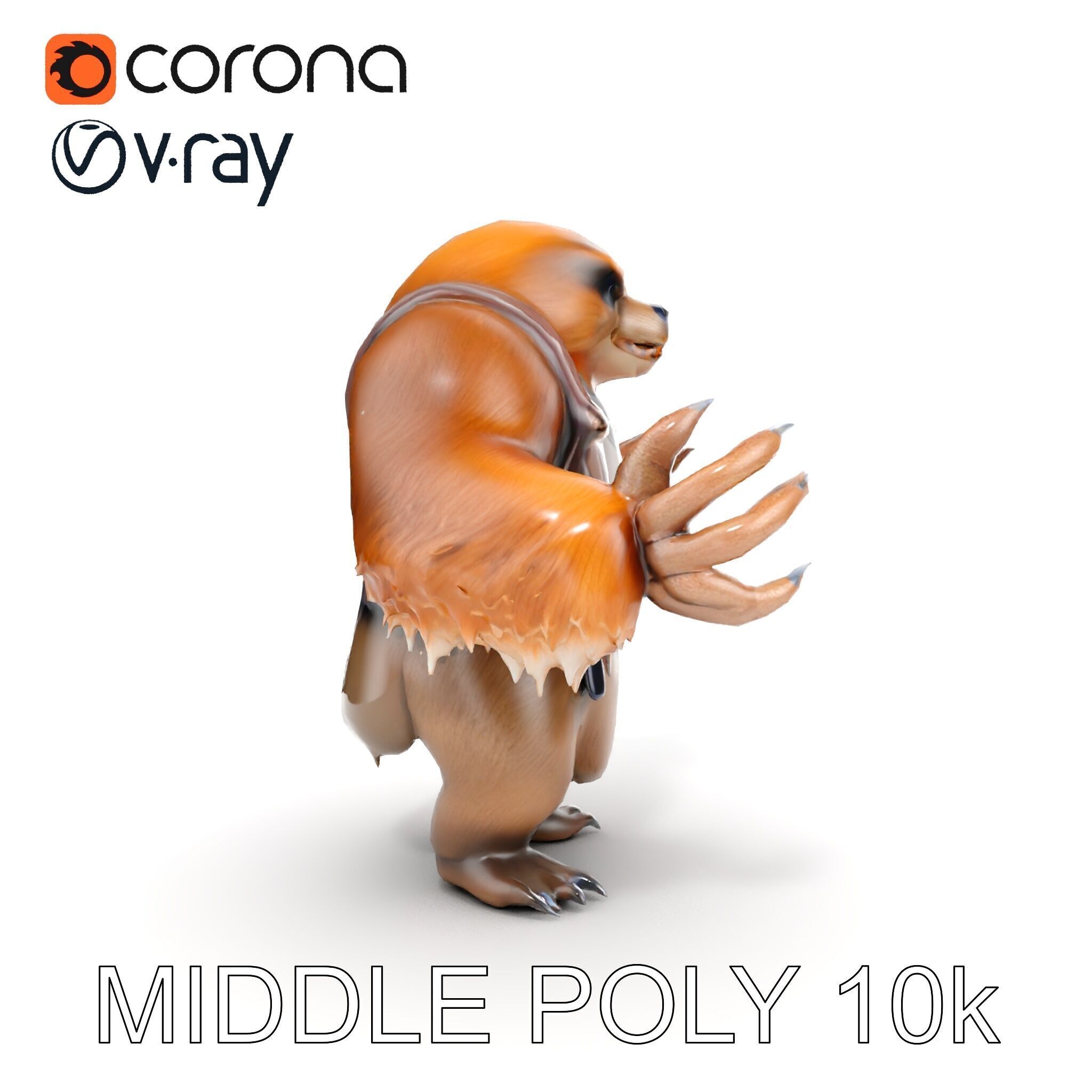 Fierce Warrior Bear Character Model  Rigged and Animated Low-poly 3D model_19