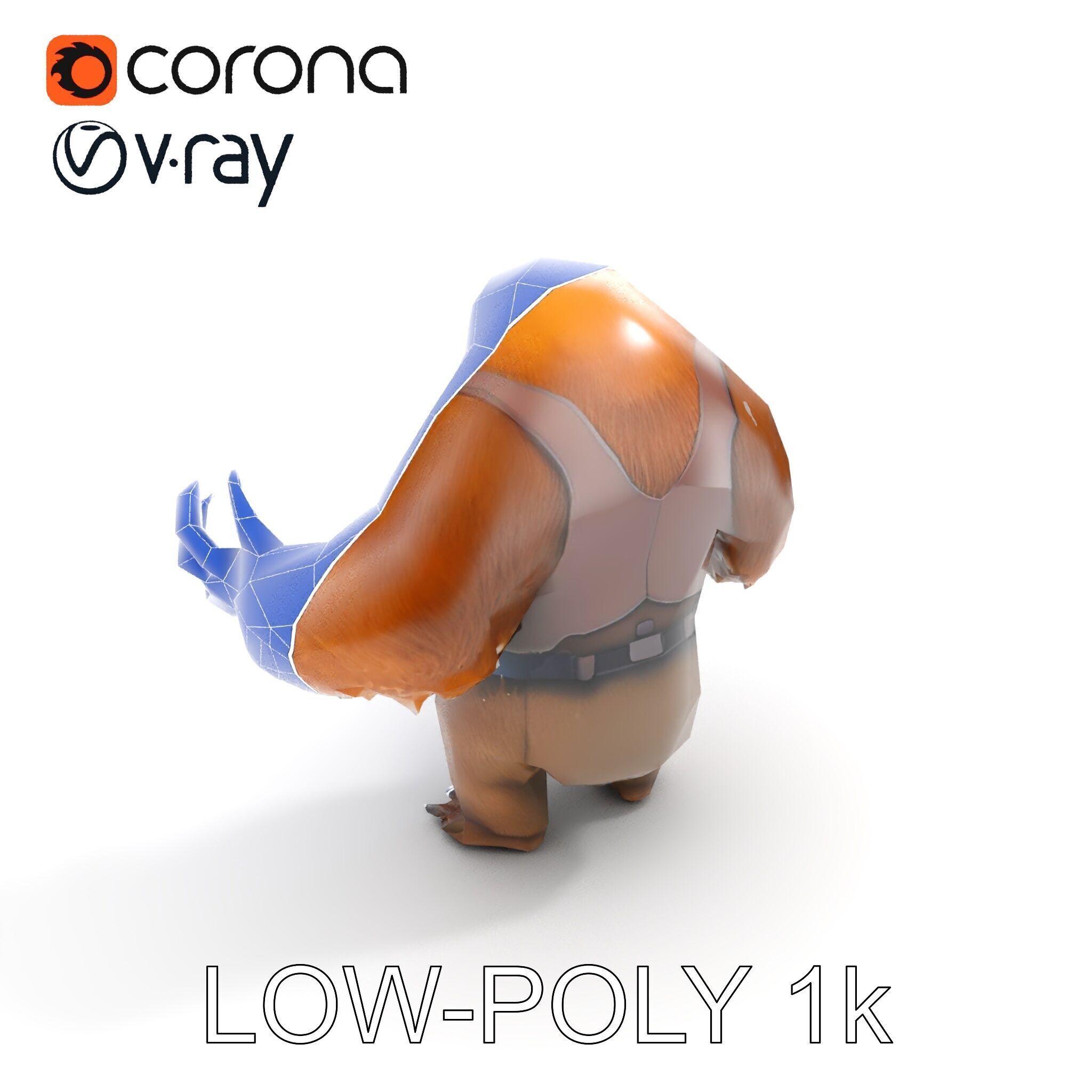 Fierce Warrior Bear Character Model  Rigged and Animated Low-poly 3D model_23