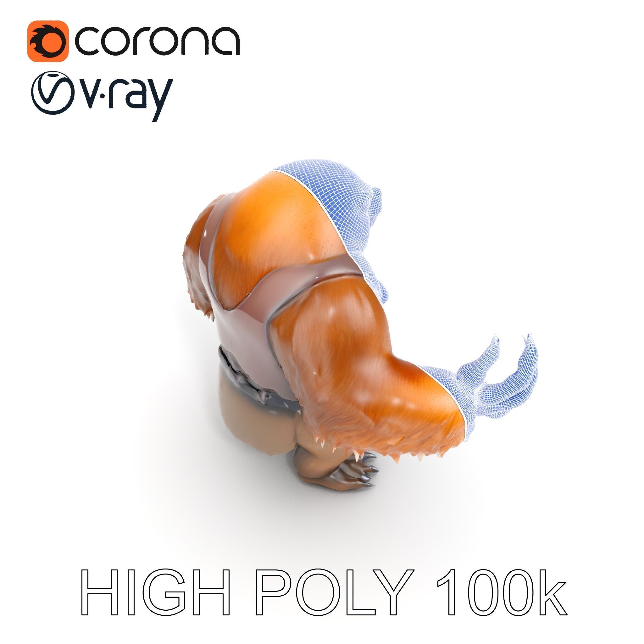 Fierce Warrior Bear Character Model  Rigged and Animated Low-poly 3D model_29