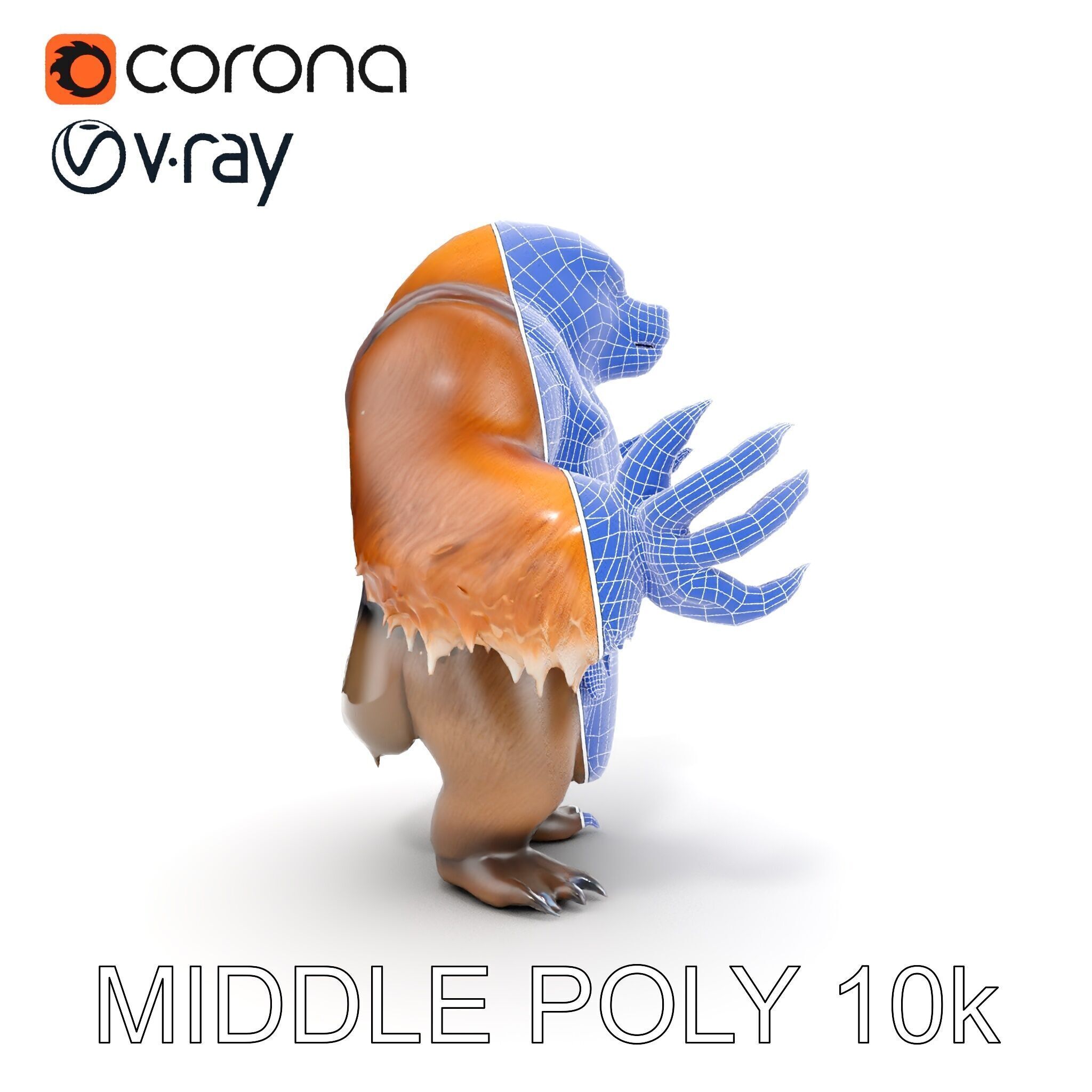 Fierce Warrior Bear Character Model  Rigged and Animated Low-poly 3D model_27