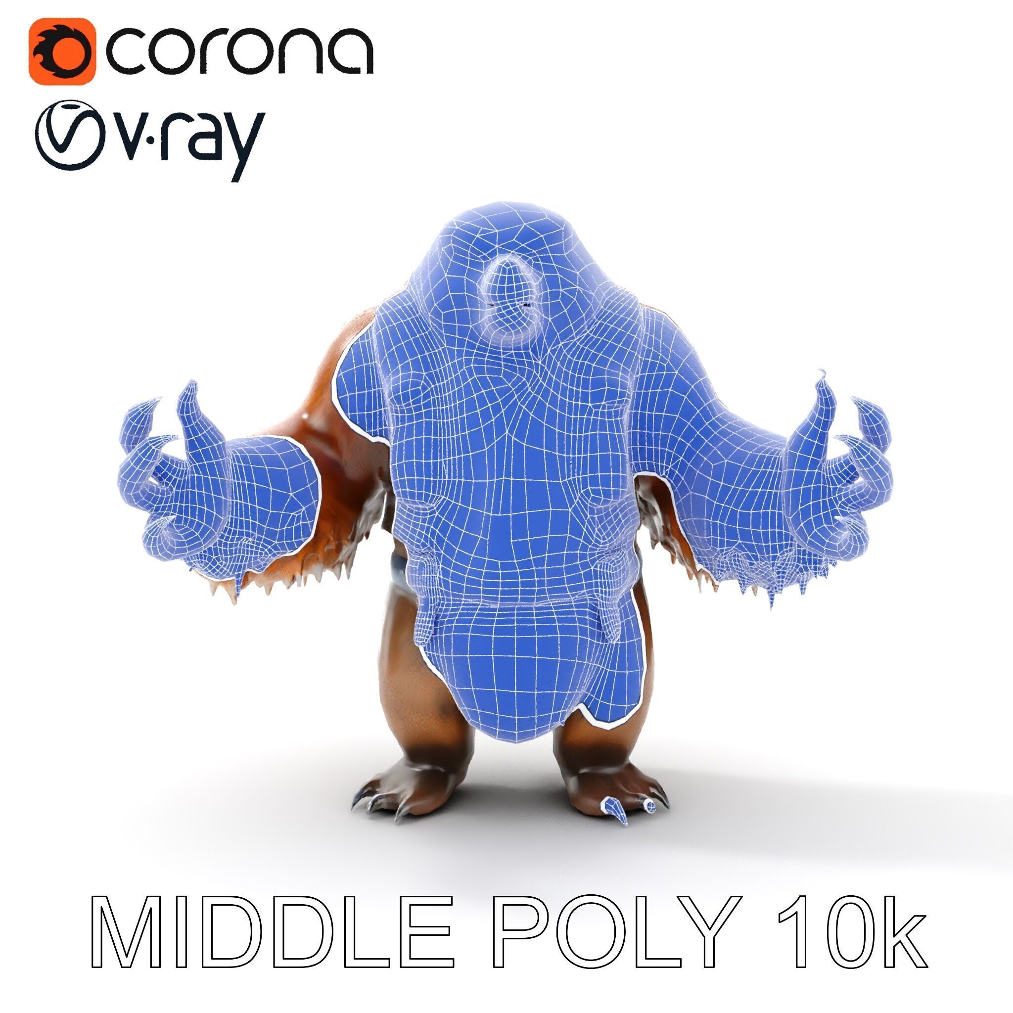Fierce Warrior Bear Character Model  Rigged and Animated Low-poly 3D model_33