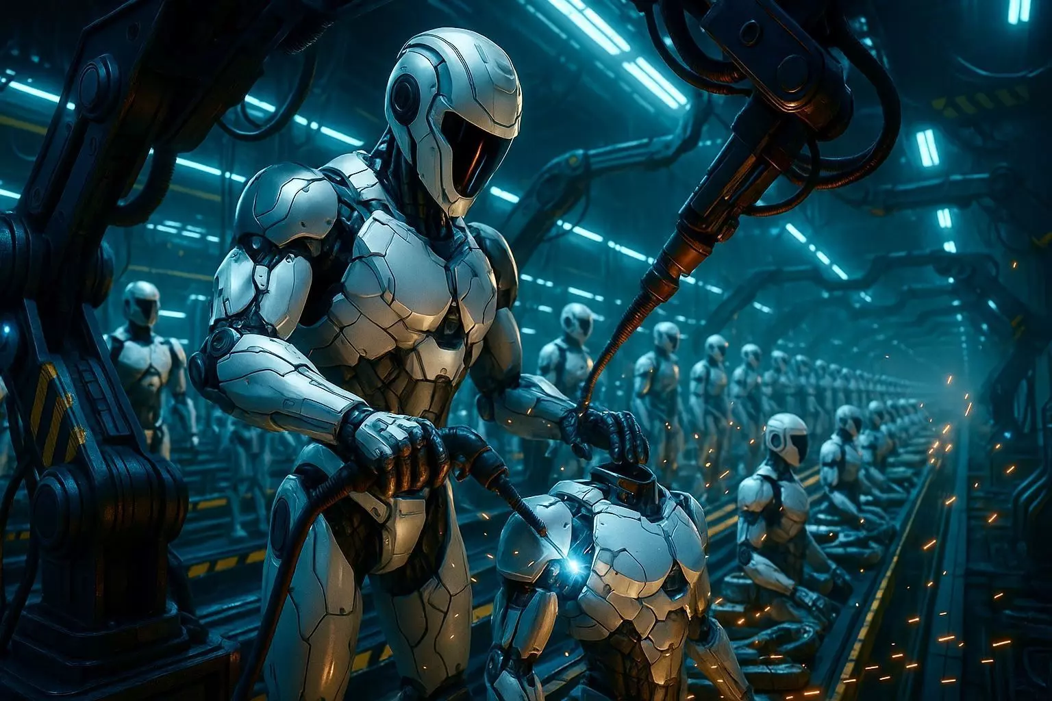 White Robot Low-poly 3D model_3