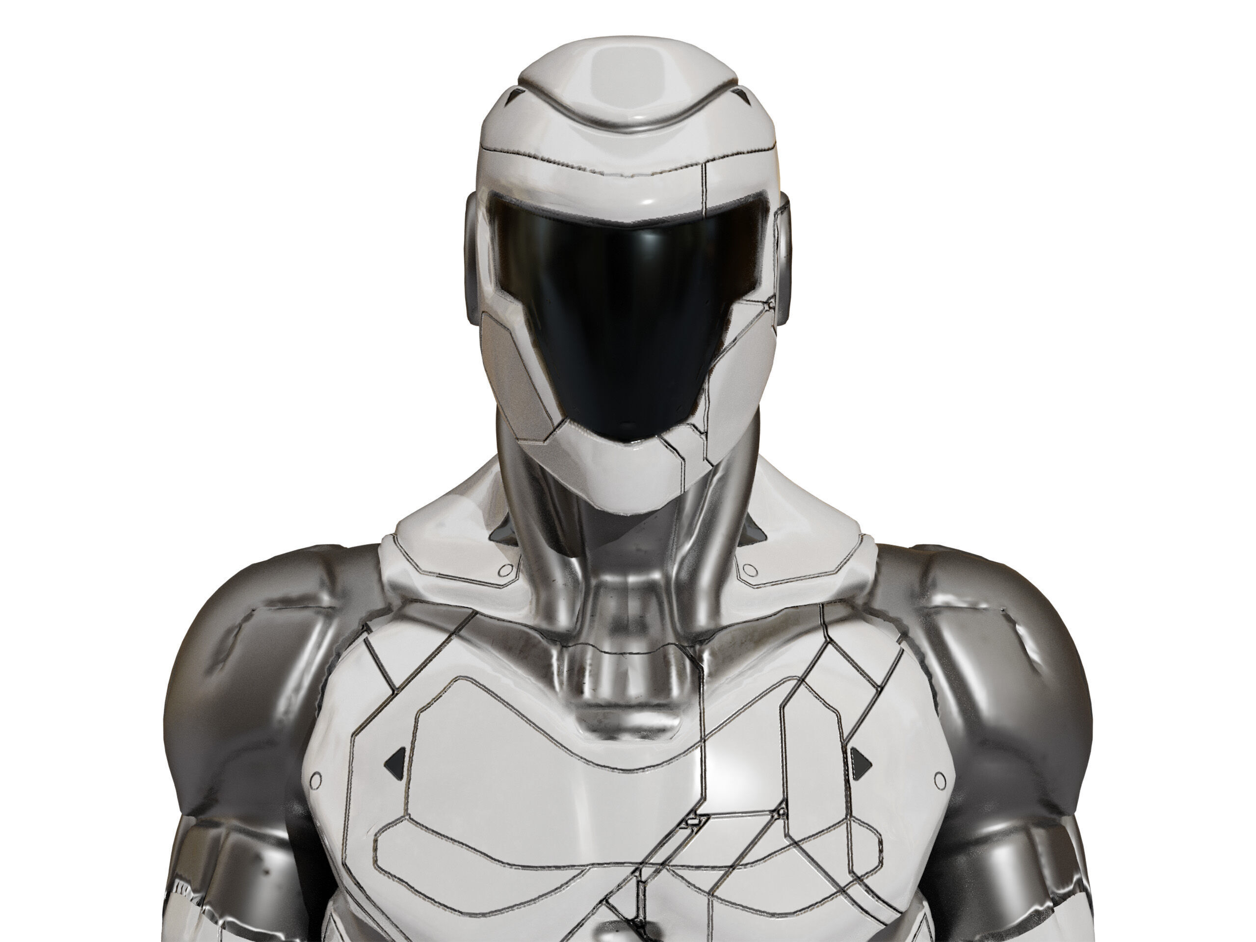 White Robot Low-poly 3D model_8