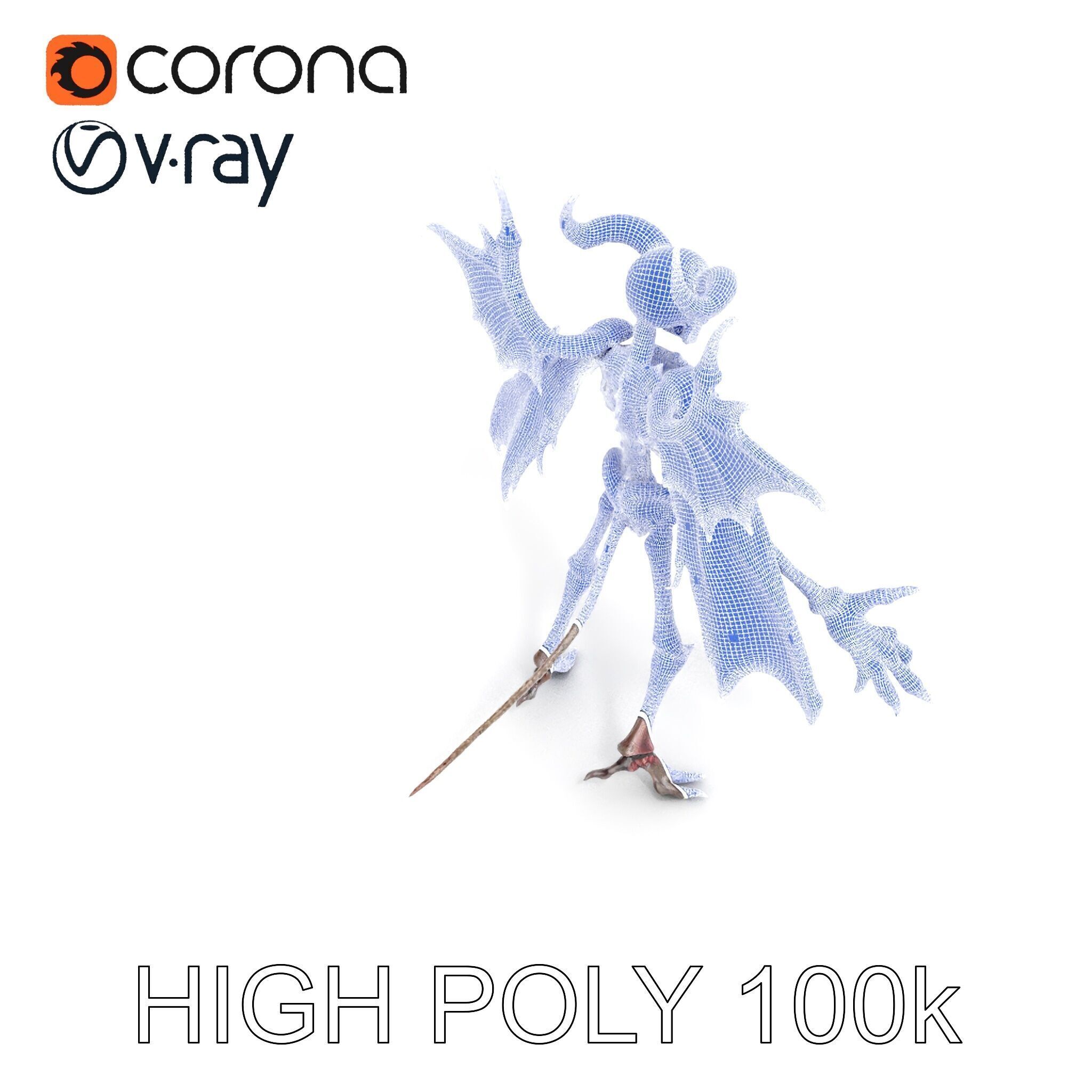 Demonic Skeleton with Wings Rigged and Animated Character Model Low-poly 3D model_32